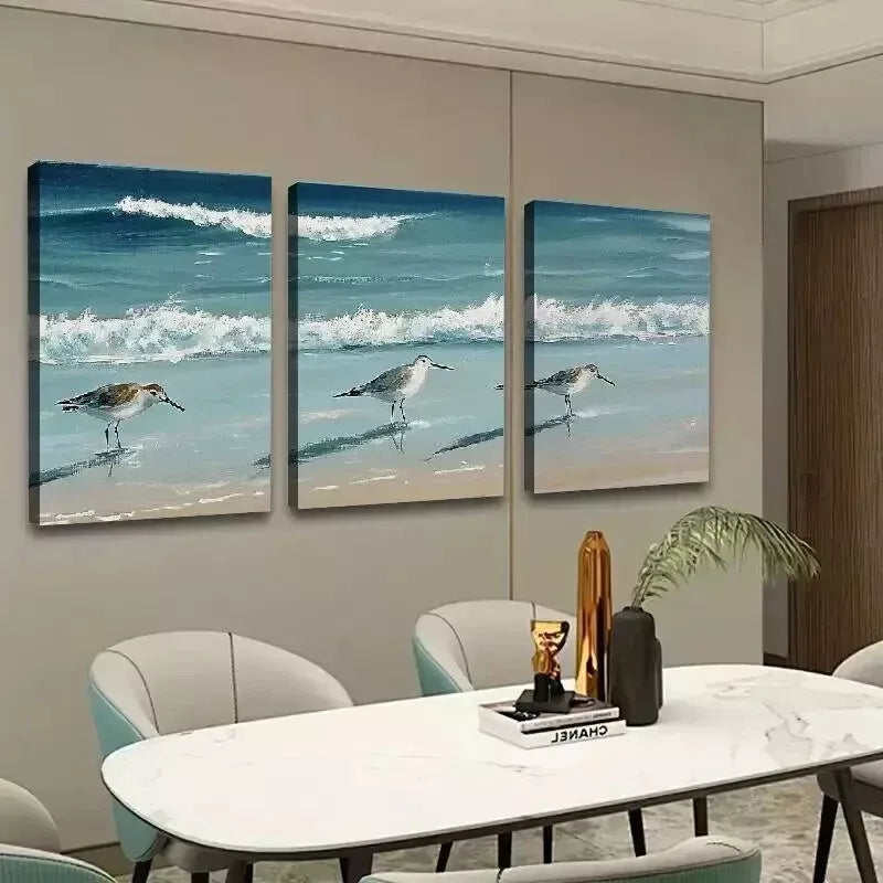 3-Piece Birds Beach Ocean Wall Art Set - Framed Canvas 50x70cm - High Quality Print - 100% Australian Made - Ready to Hang - Perfect for Living Room, Bedroom & Beach House Decor
