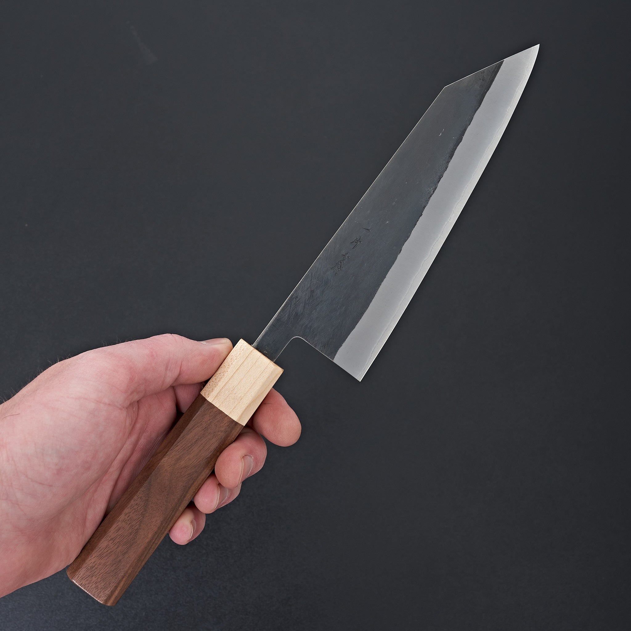 Hitohira TD Blue #2 Stainless Clad Kurouchi Bunka Knife 170mm with Walnut Handle - Japanese Kitchen Knife for Slicing, Dicing & Chopping Vegetables, Meat & Fish