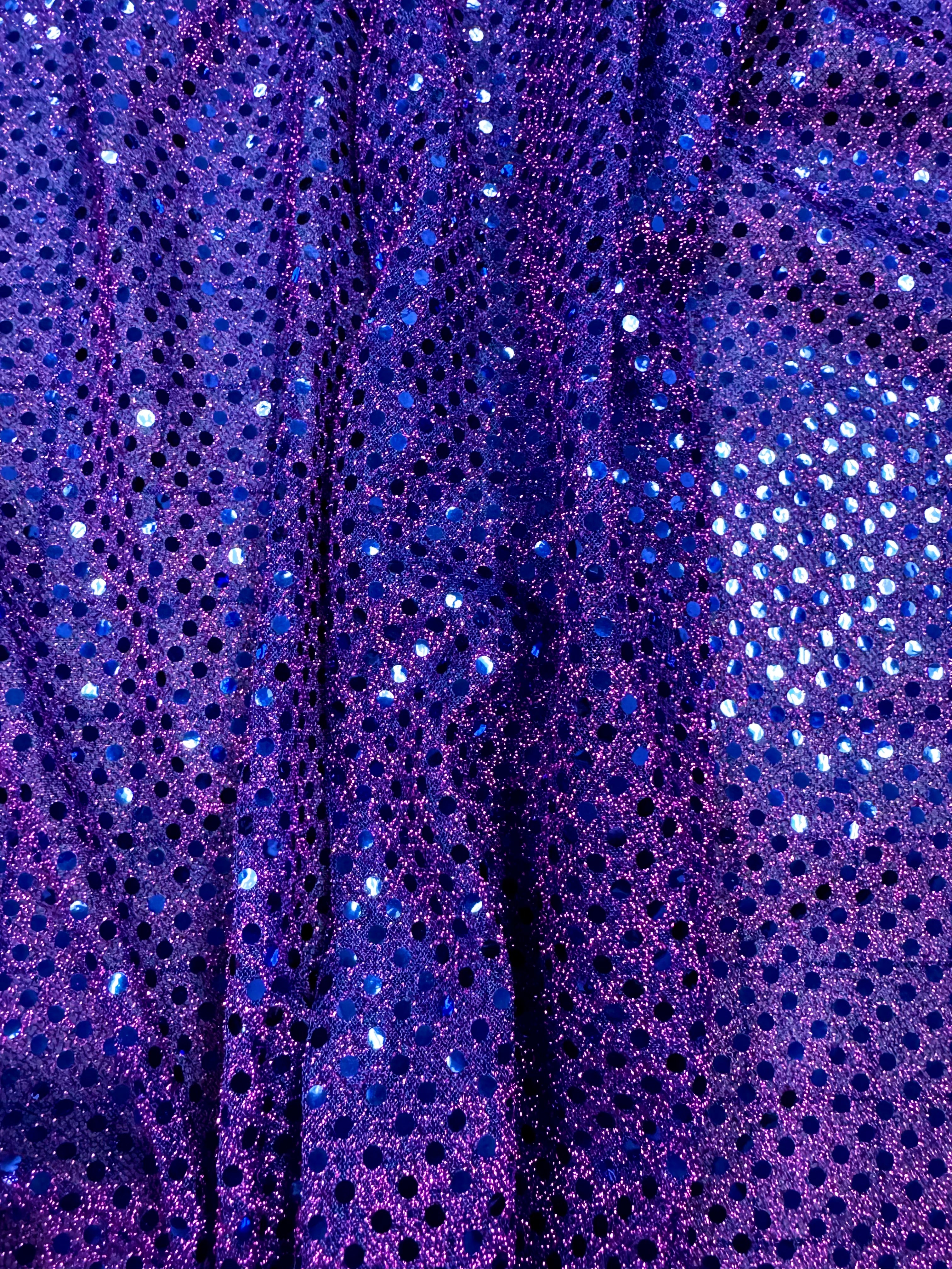 Sequin Metallic Dot Fabric - 44 Inches Wide Purple & Blue - Perfect for DIY Costumes, Party Decor, and Fashion Accessories