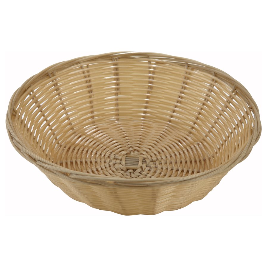 Winco 9-Inch Woven Wicker Bread Basket - Rustic Kitchen Storage for Bread, Fruits & Pastries - Perfect for Farmhouse Dining, Picnics & Home Decor