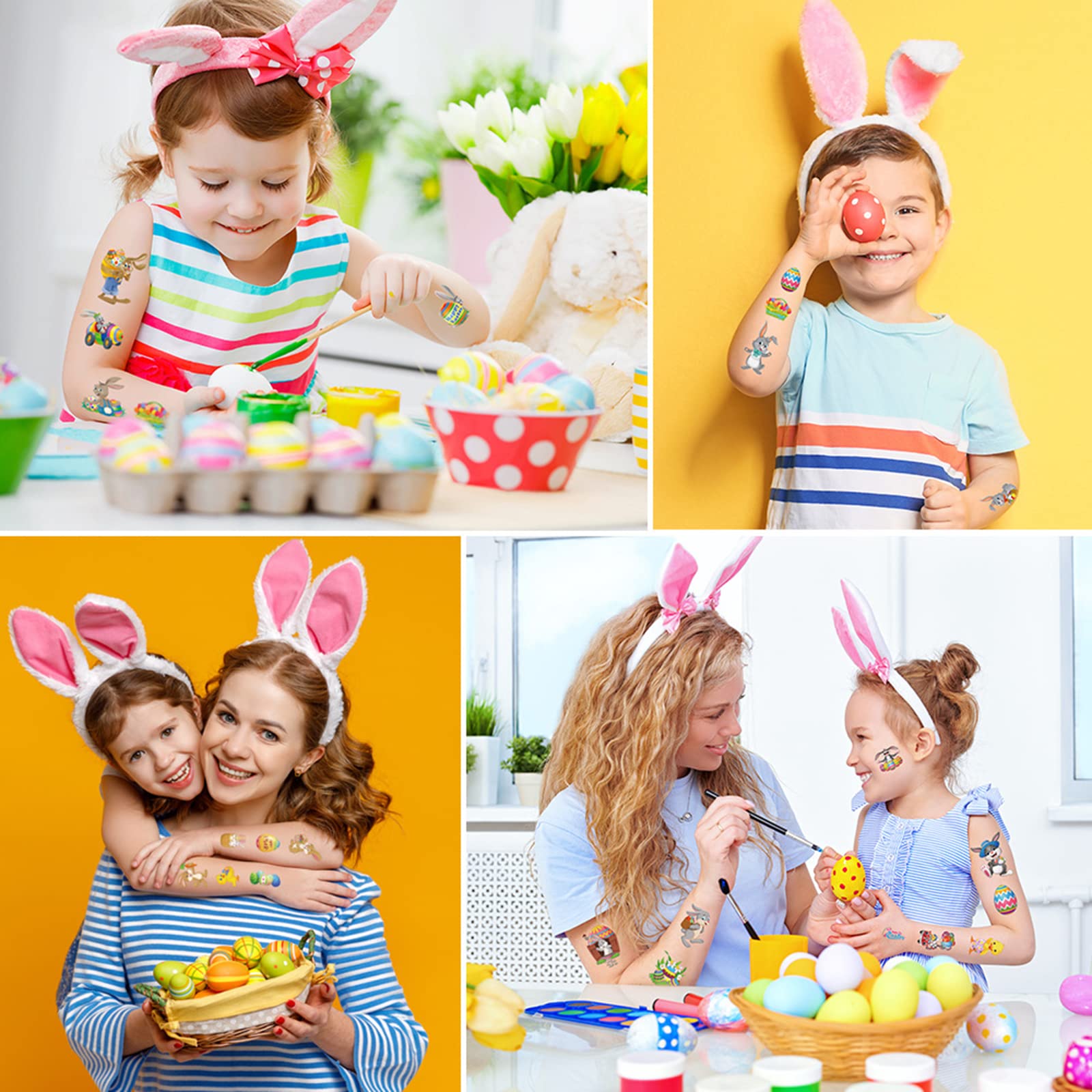 231pcs Easter Temporary Tattoo Stickers for Kids - Bunny, Egg & Spring Designs for Hands, Face & Body - Perfect for Easter Basket Stuffers, Egg Hunts & Party Favors - Fun Easter Decorations & Activities