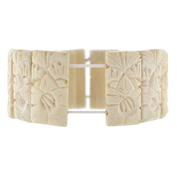 Vintage Hand-Carved Bone Panel Link Bracelet for Women | Boho Chic Jewelry | Perfect for Festivals, Weddings & Everyday Wear