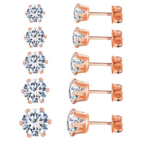 B-rose gold-6 prong-3/4/5/6/7mm