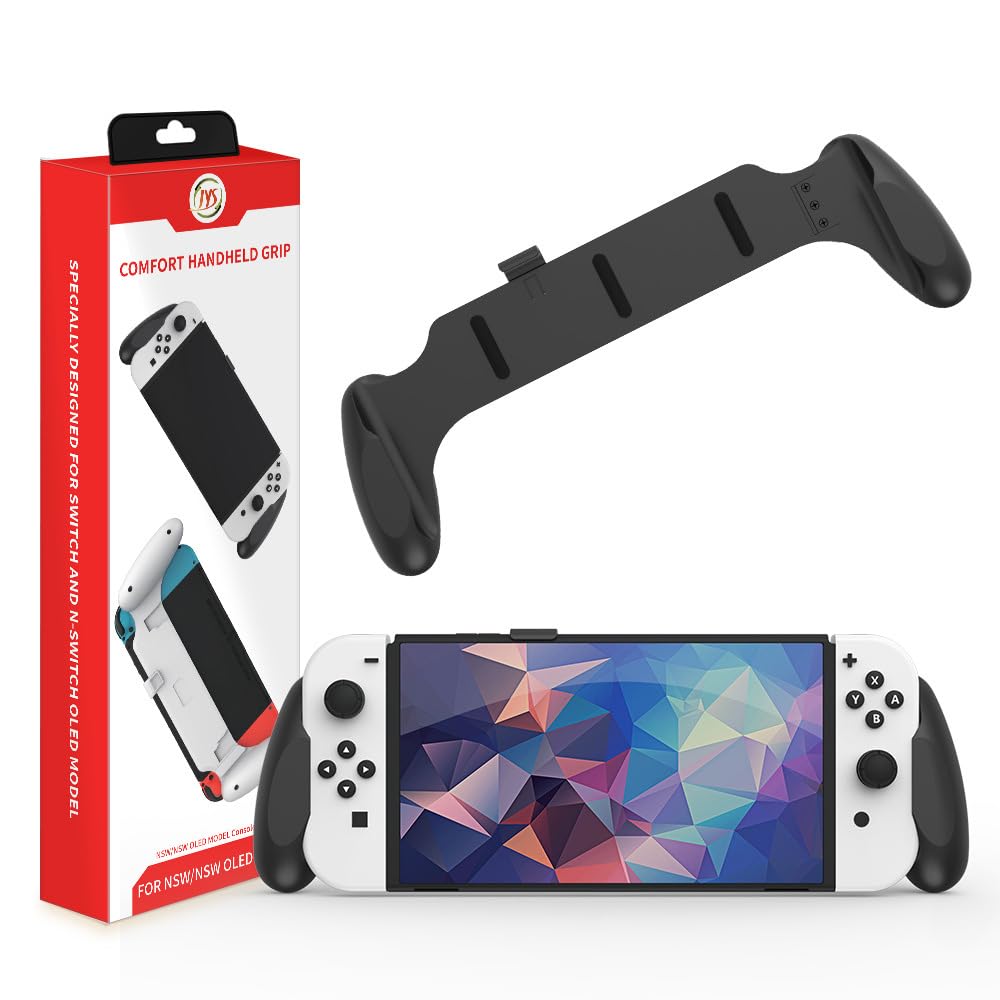 JDDWIN Ergonomic Hand Grip for Nintendo Switch OLED & Dockable Switch - Comfortable Gaming Controller with Specially Designed Handle for Extended Play Sessions - Perfect for Travel, Home Gaming & Multiplayer Sessions (Black)