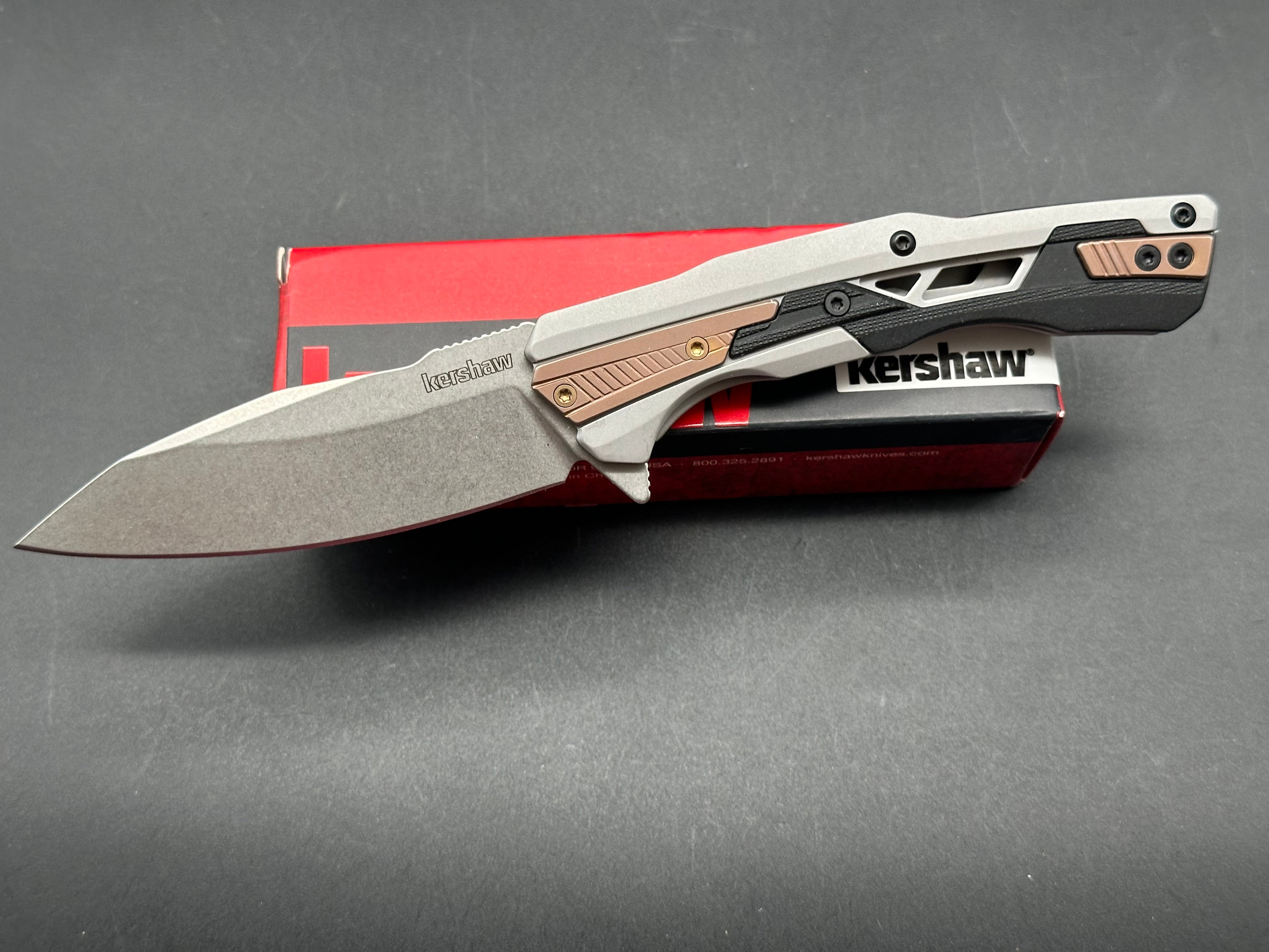 Kershaw Endgame Frame Lock Folding Knife - Bronze PVD Coated GFN Handle with 3.25