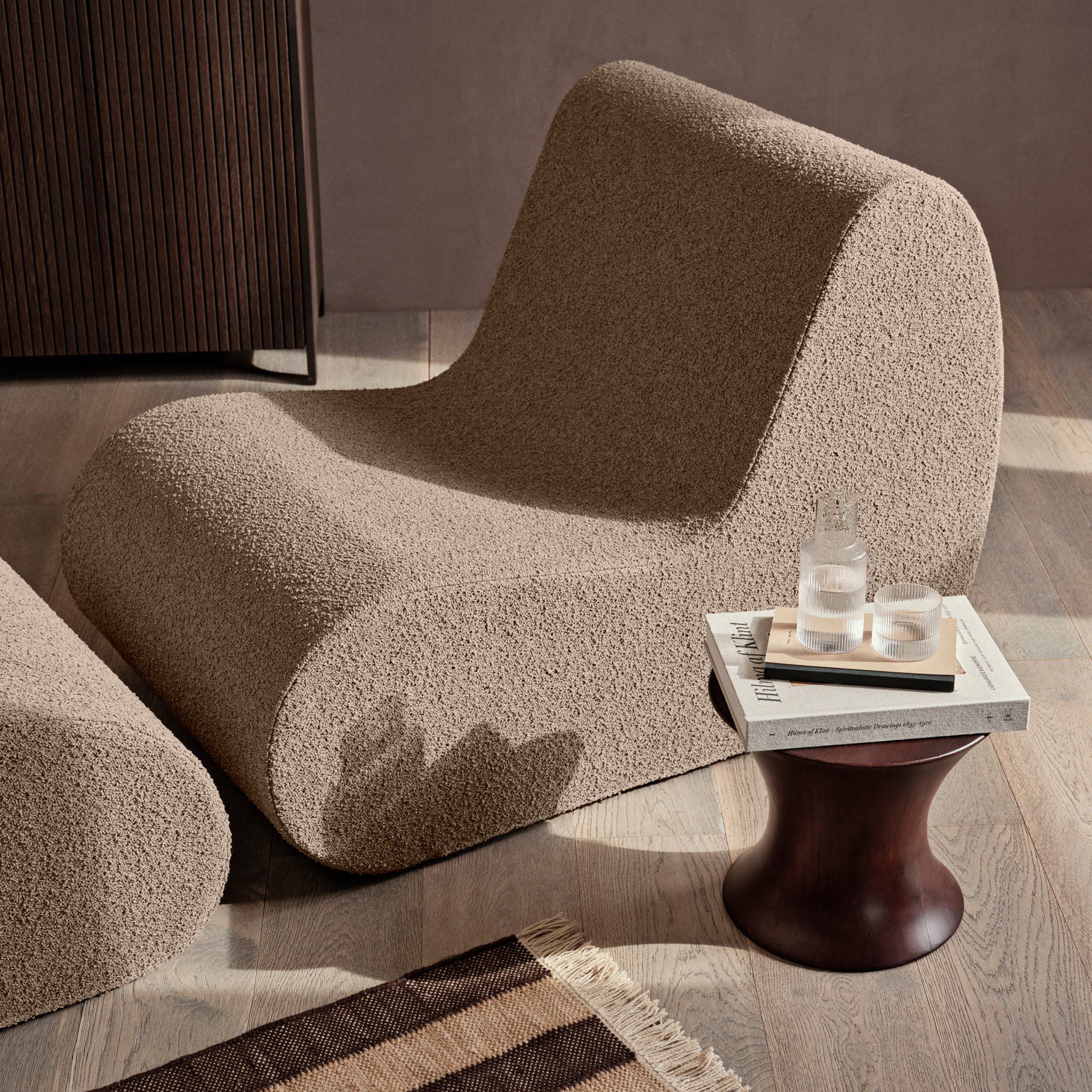 FERM LIVING Rouli Centre Module - Pure Bouclé/Sand Modular Sofa | Modern Scandinavian Living Room Furniture | Perfect for Small Spaces & Cozy Home Decor