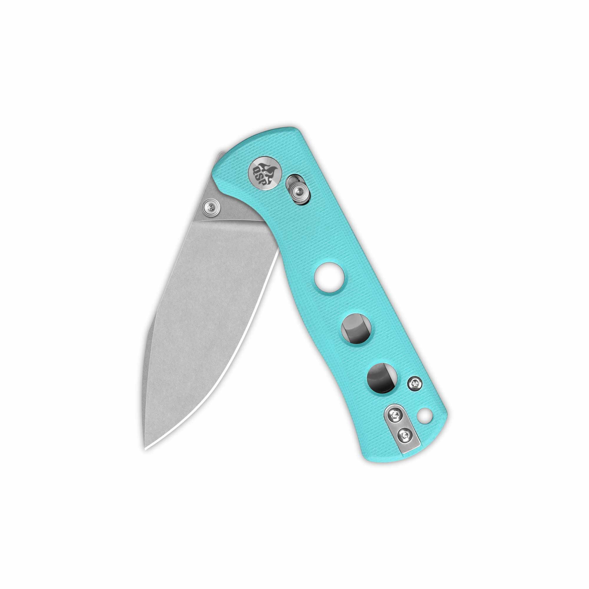 QSP Canary Glyde Lock Pocket Knife - 14C28N Stainless Steel Blade with Tiffany Blue G10 Handle - EDC Folding Knife for Outdoor, Camping, Hiking & Everyday Carry