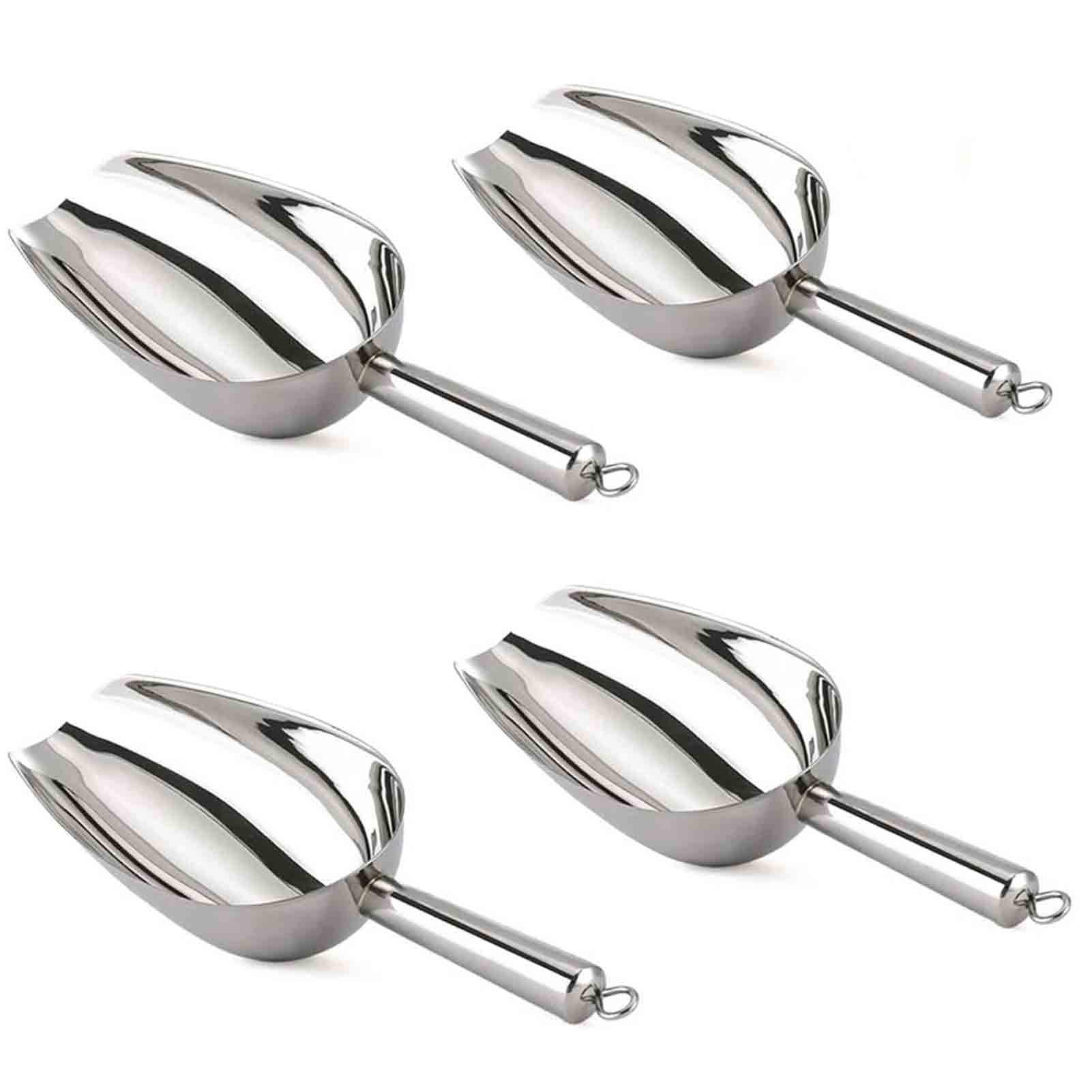 TeamFar 4-Piece Stainless Steel Ice Scoop Set - 8 Oz Heavy Duty Metal Scoops for Food, Candy, Popcorn, Ice Cream & More | Dishwasher Safe, Easy to Clean | Perfect for Parties, Kitchens & Commercial Use