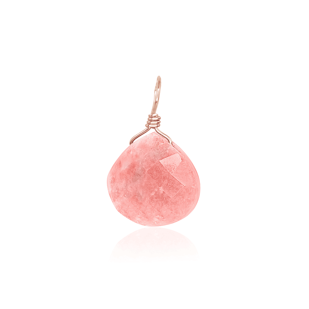 Tiny Pink Peruvian Opal Teardrop Gemstone Pendant Necklace - Elegant Handmade Jewelry for Women - Perfect for Weddings, Date Nights & Special Occasions