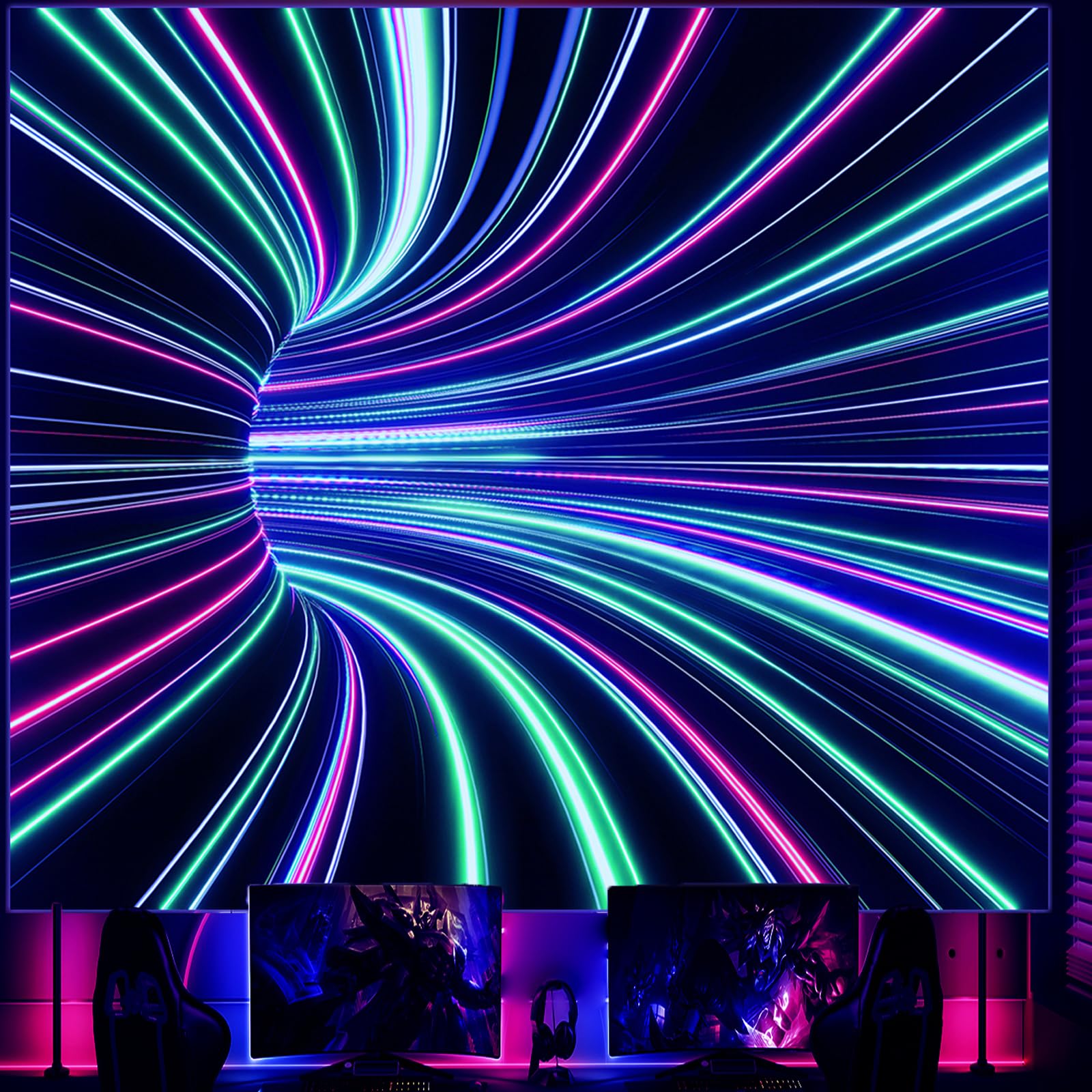 Honcet Black Light 3D UV Reactive Space Tapestry - 51