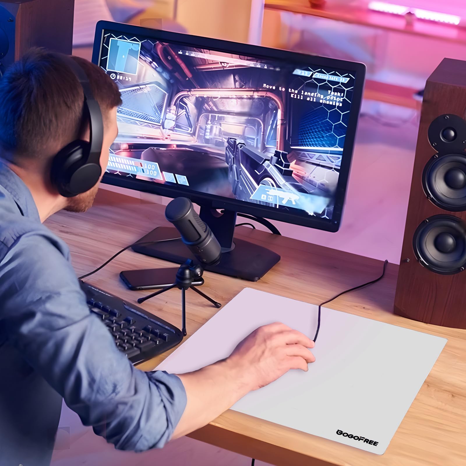 Premium Hard Surface Glass Gaming Mouse Pad - Ultra Smooth, Water-Resistant Large Mouse Mat for Esports & Office Use - Precision Speed Control - White XL (15.7