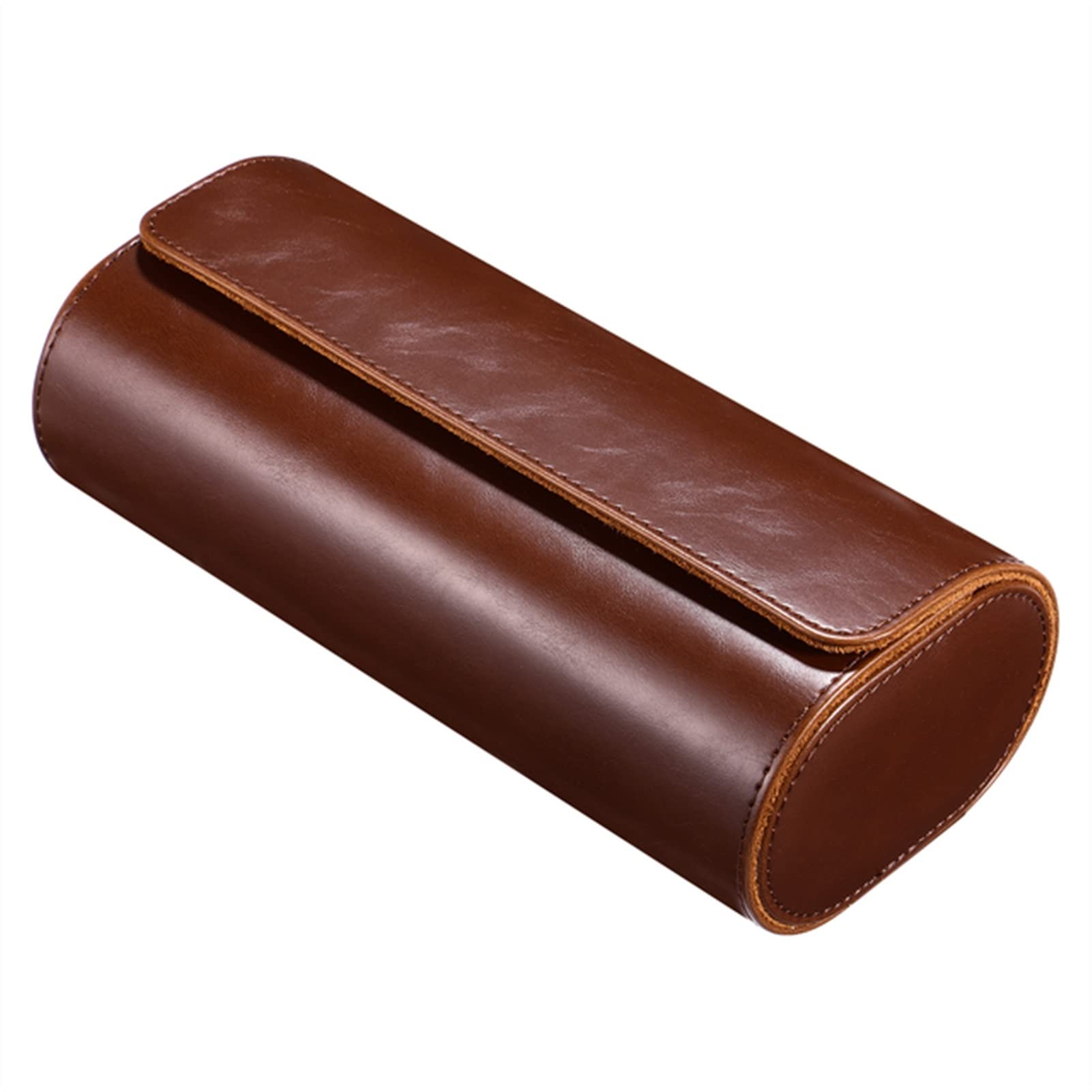 Premium Leather Watch Roll Case - 3 Slot Travel Organizer (22x10x7.5cm) for Men's Luxury Watches