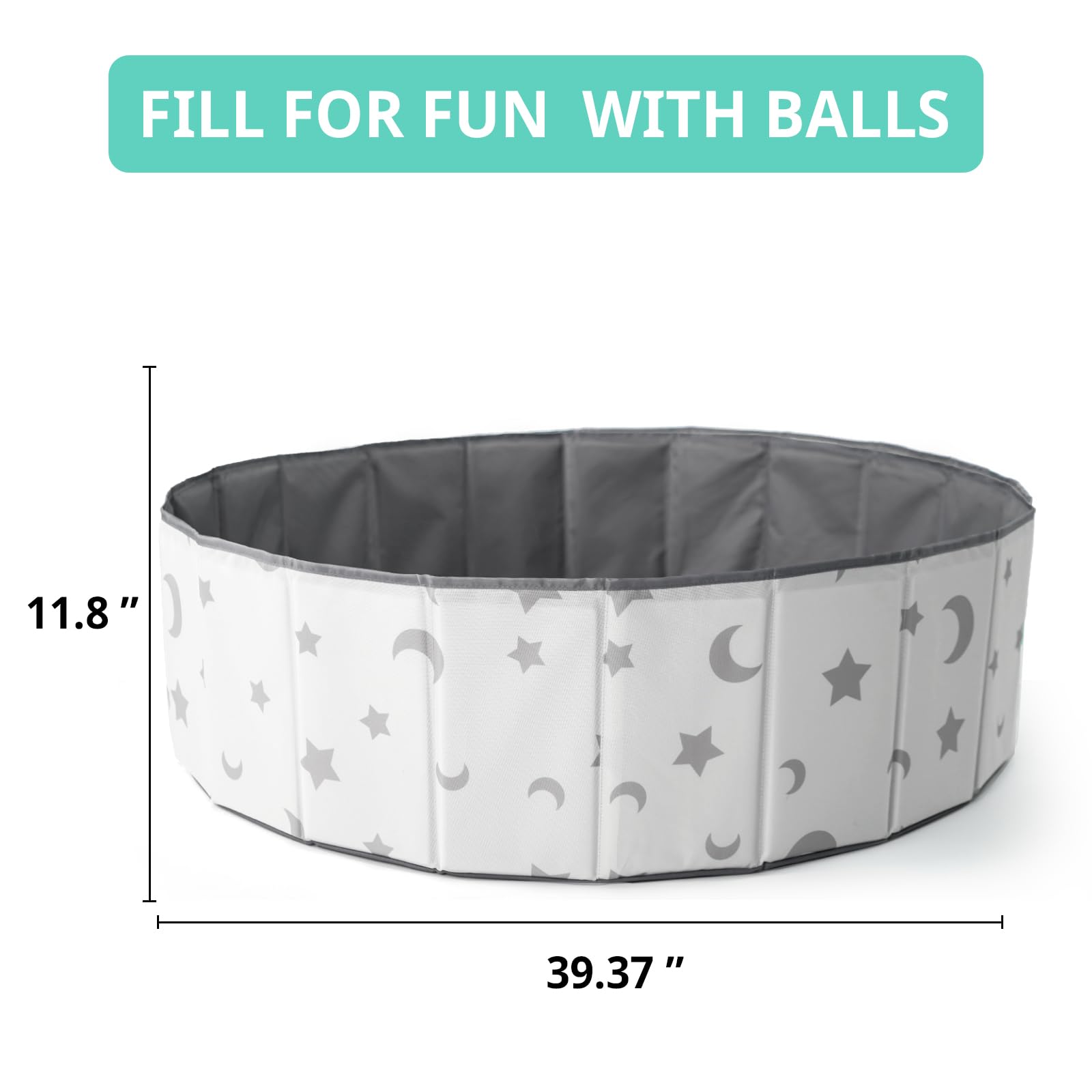 40Inch Kids Ball Pit - Foldable, Portable & Reusable Toddler Playpen with Balls, Indoor/Outdoor Baby Play Pool, Dog Playpen Fence, Oversized Star/Moon Design - Perfect for Birthday Parties, Daycare Centers & Backyard Fun