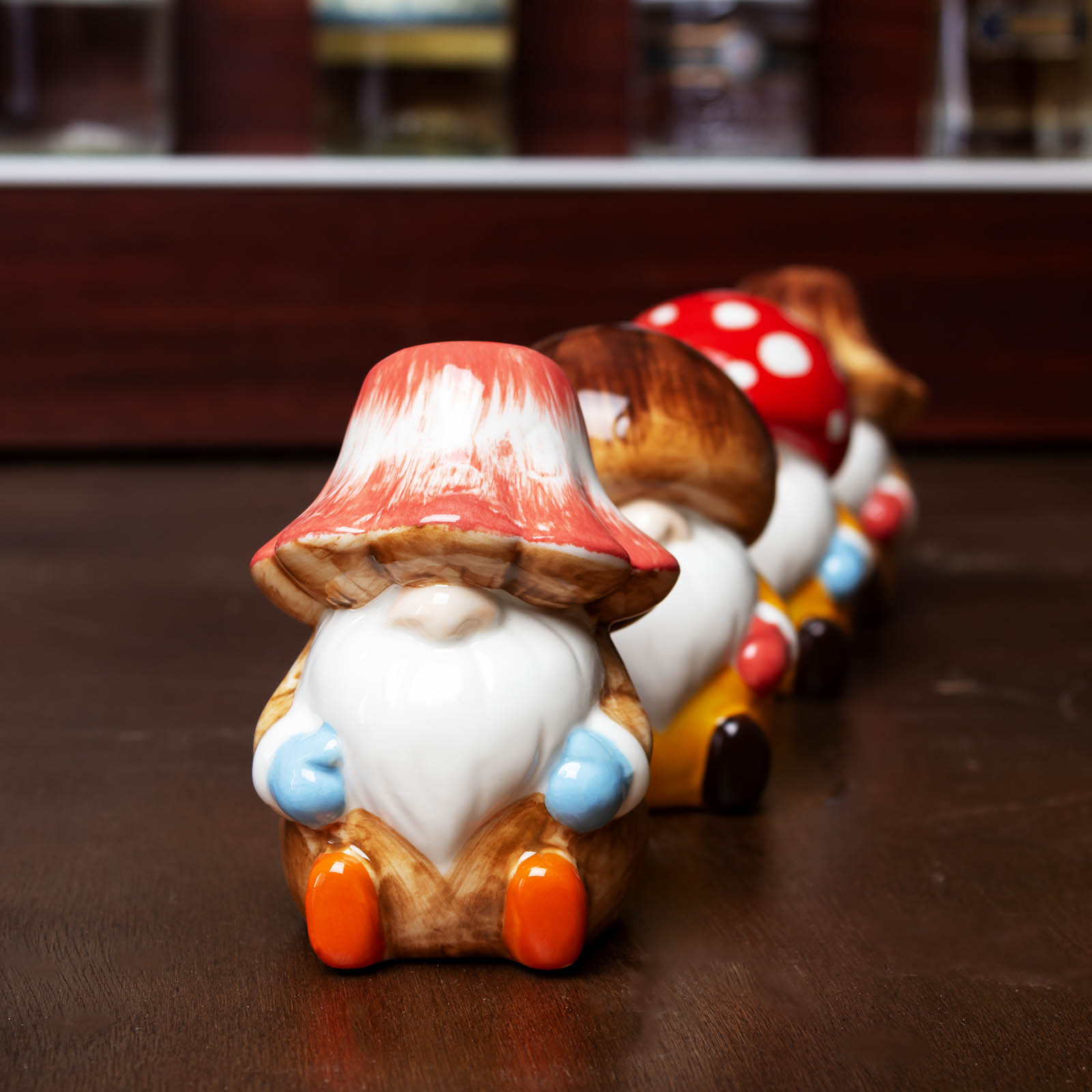 BarConic® Gnome Tiki Shot Glasses Set of 4 - Fun Tropical Themed Drinking Cups for Parties, Luaus & Home Bar Decor