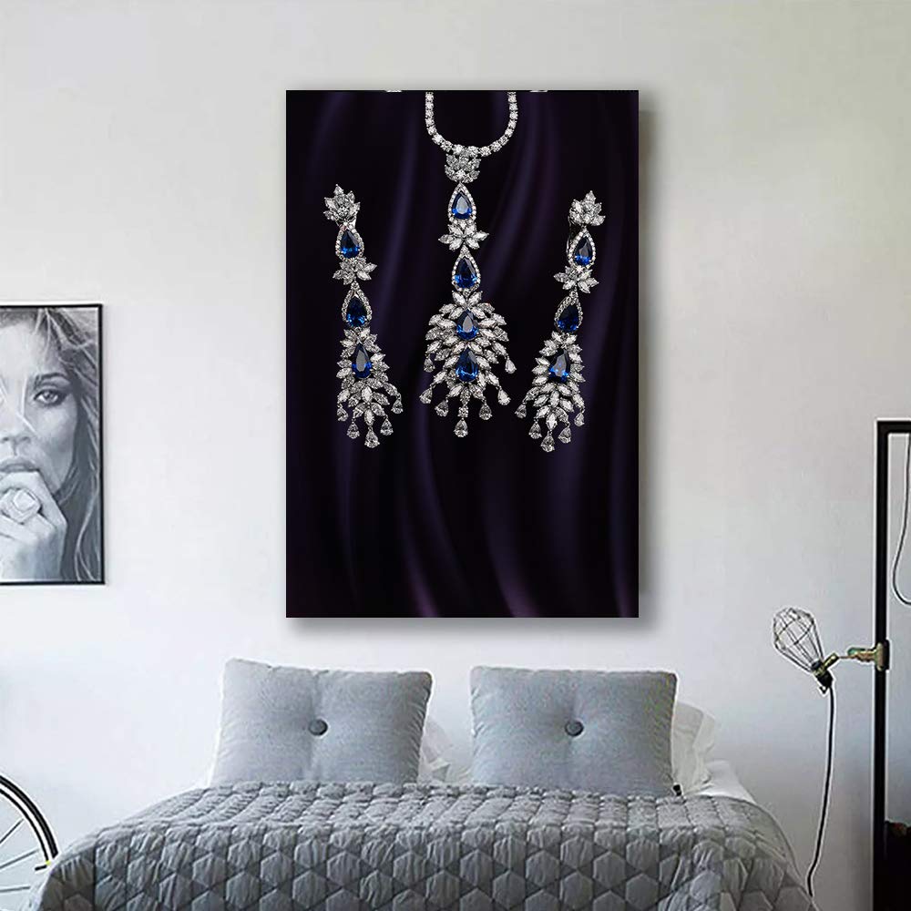 Elegant Jewelry Giclee Canvas Wall Art - 16x24 Inches, Premium Bedroom & Living Room Home Decoration, Perfect for Housewarming Gifts & Interior Design