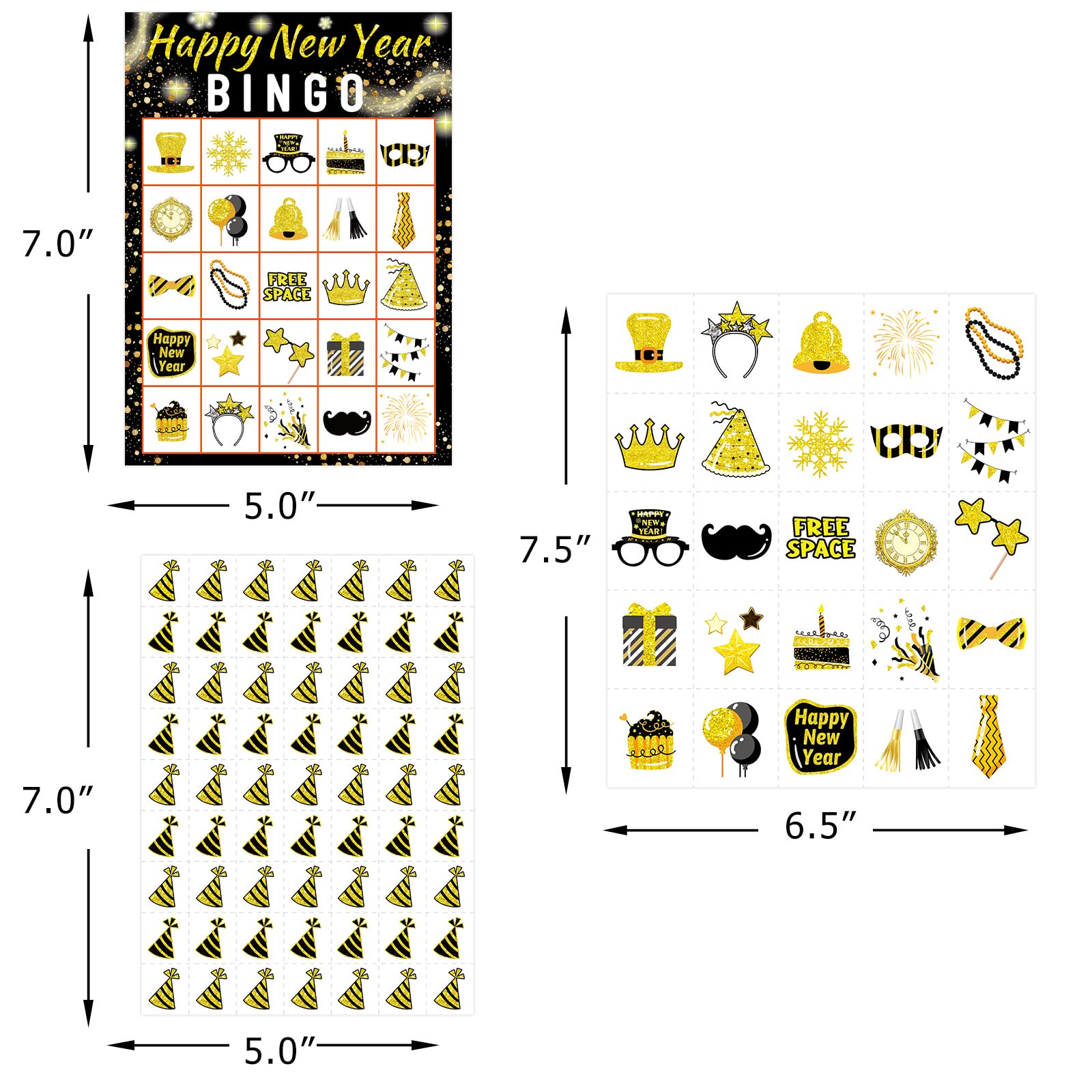 New Year Bingo Game for Kids - 24 Players Holiday Party Supplies Set for Classroom, Family Reunion & New Years Eve Celebration