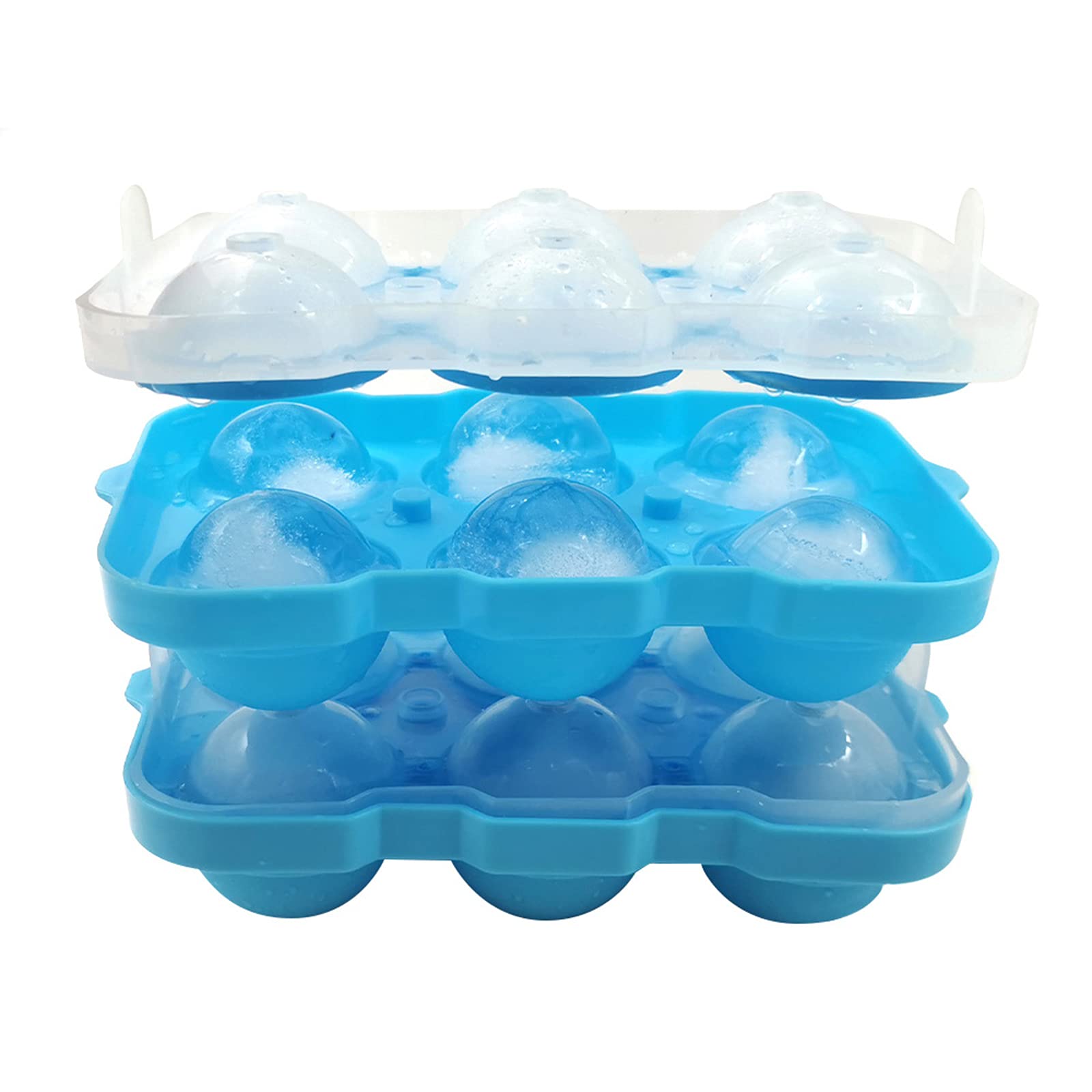 6-Cavity Sphere Ice Cube Tray with Lid - Perfect for Whiskey, Cocktails & Desserts | Reusable Silicone Ice Ball Maker for Chilling Drinks at Home or Parties