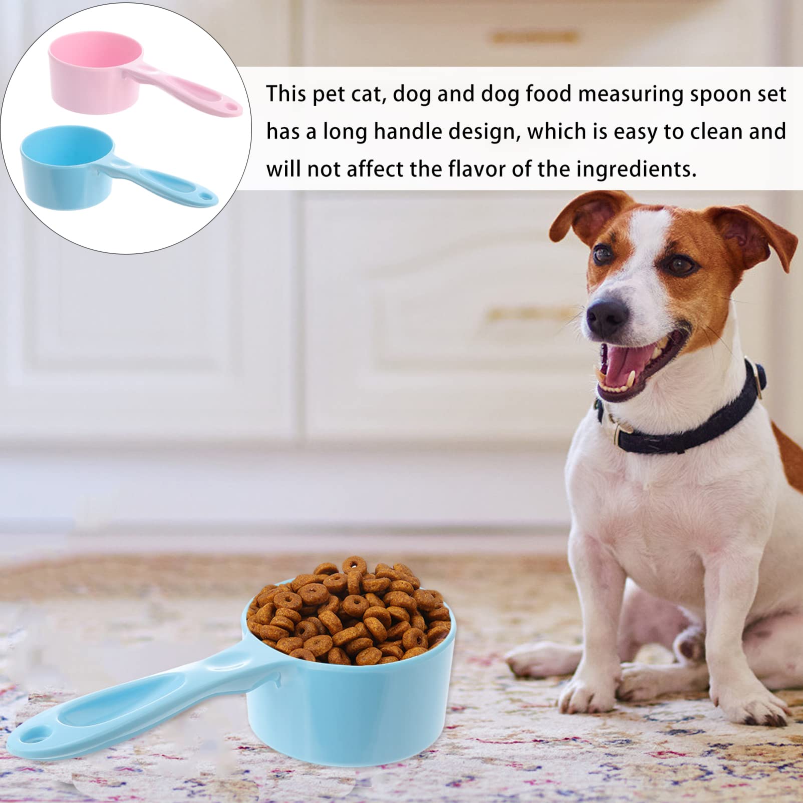 2 Pack Melamine Pet Food Scoop with Handle - Measuring Cup for Dog & Cat Food, Small Pet Food Scooper (Pink, Blue) - Perfect for Measuring Kibble Portions & Storing in Pet Food Containers