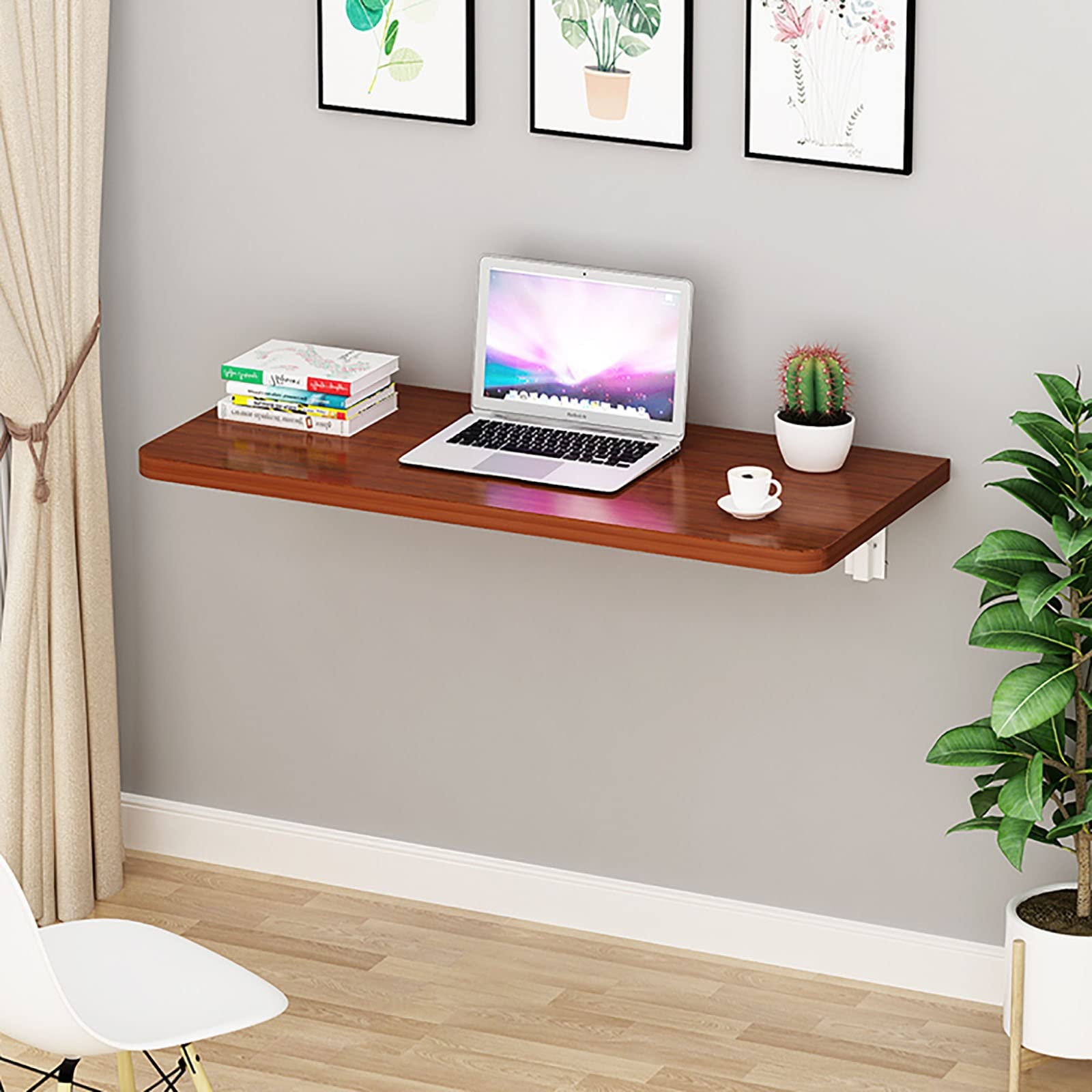 Wall-Mounted Folding Table Desk - Space Saving Drop Leaf Workbench for Study, Bedroom, Bathroom & Balcony - Easy to Install Wall Mount Drop Leaf Dining Table (31.5x15.7 Inches) - Perfect for Small Spaces, Home Office & Compact Living Areas
