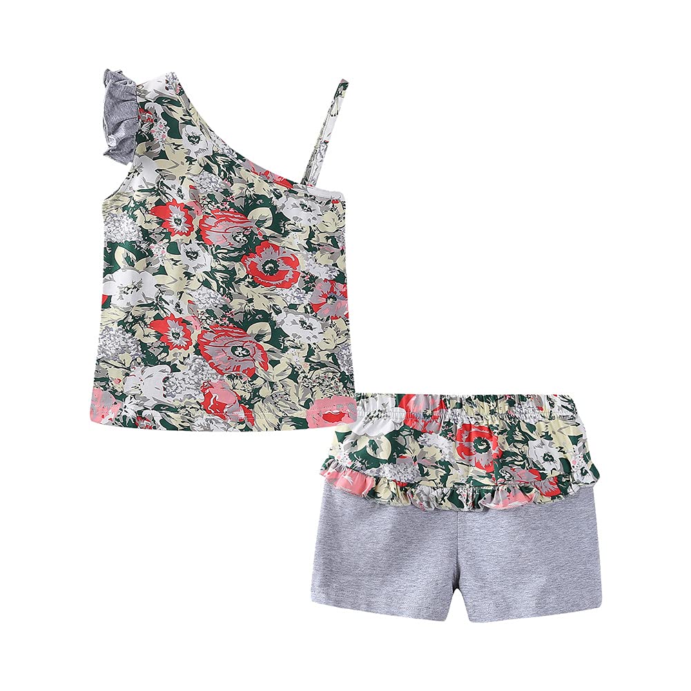 LittleSpring Girls' Floral Summer Outfits - 2 Piece Tank Top & Shorts Set for Toddlers | Cute Playtime & Beach Vacation Outfits