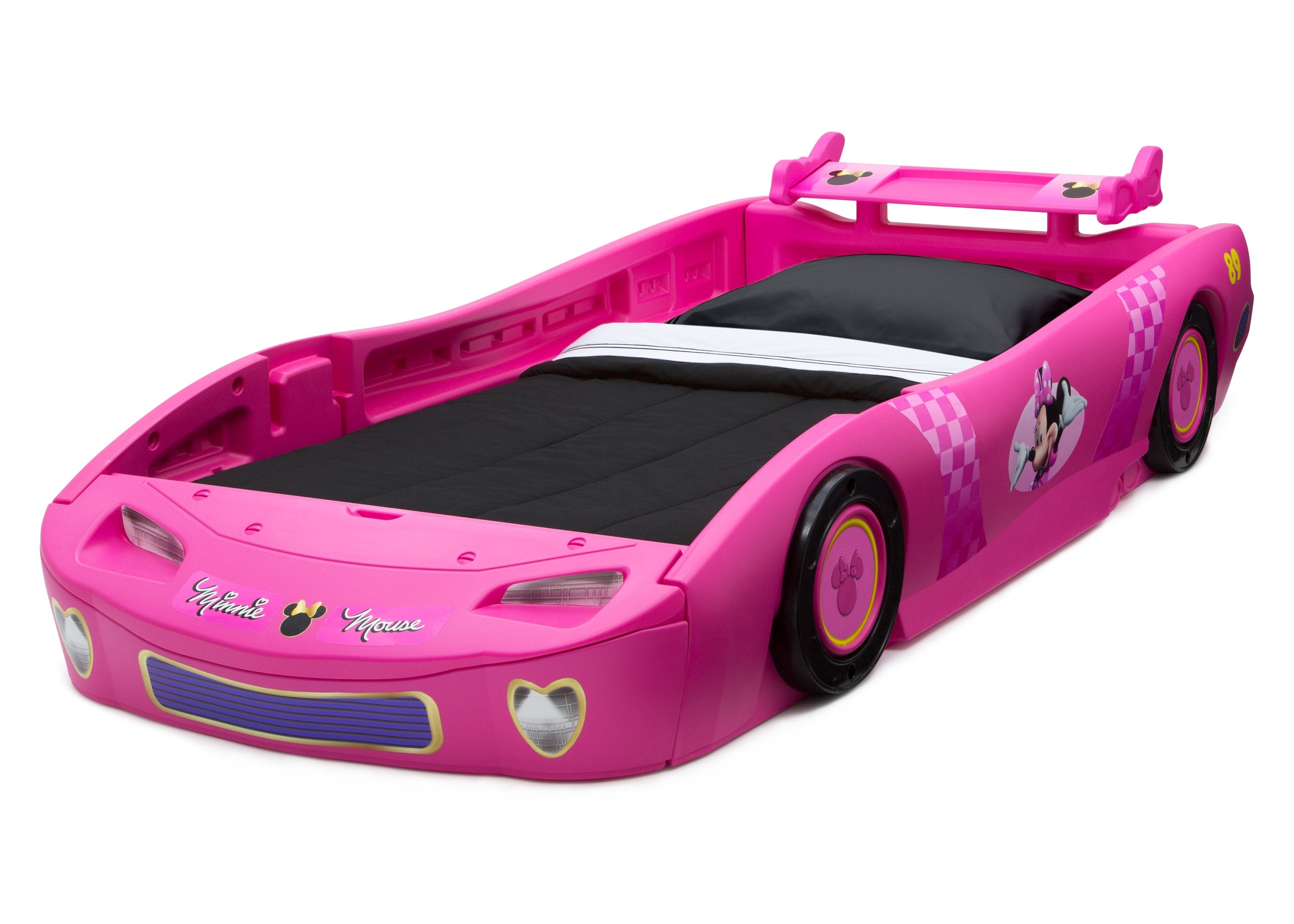 Minnie Mouse Twin Bed for Kids - Disney Princess Themed Car-Shaped Bed for Girls' Room Decor - Perfect for Toddler Bedrooms, Playrooms, and Disney-Themed Nurseries