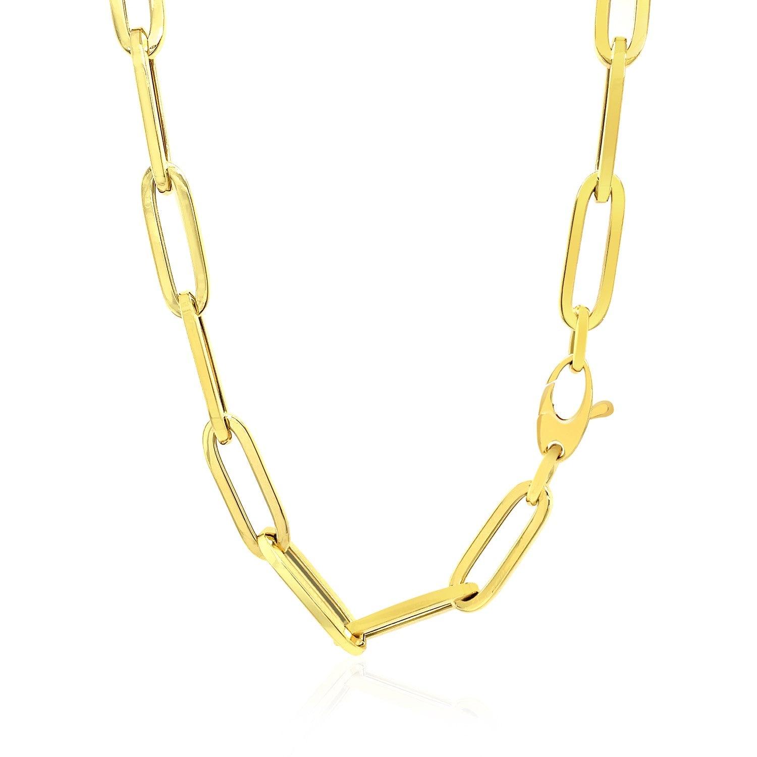 14K Yellow Gold Wide Paperclip Chain Necklace (6.1mm) - Elegant Layering Piece for Women, Perfect for Everyday Wear & Special Occasions