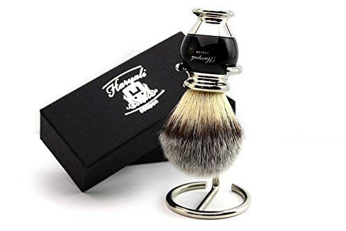 Premium Silvertip Synthetic Shaving Brush with Stainless Steel Stand - Luxury Beard & Face Shaving Brush for Men - Ideal for Wet Shaving, Grooming Kits & Barber Shops