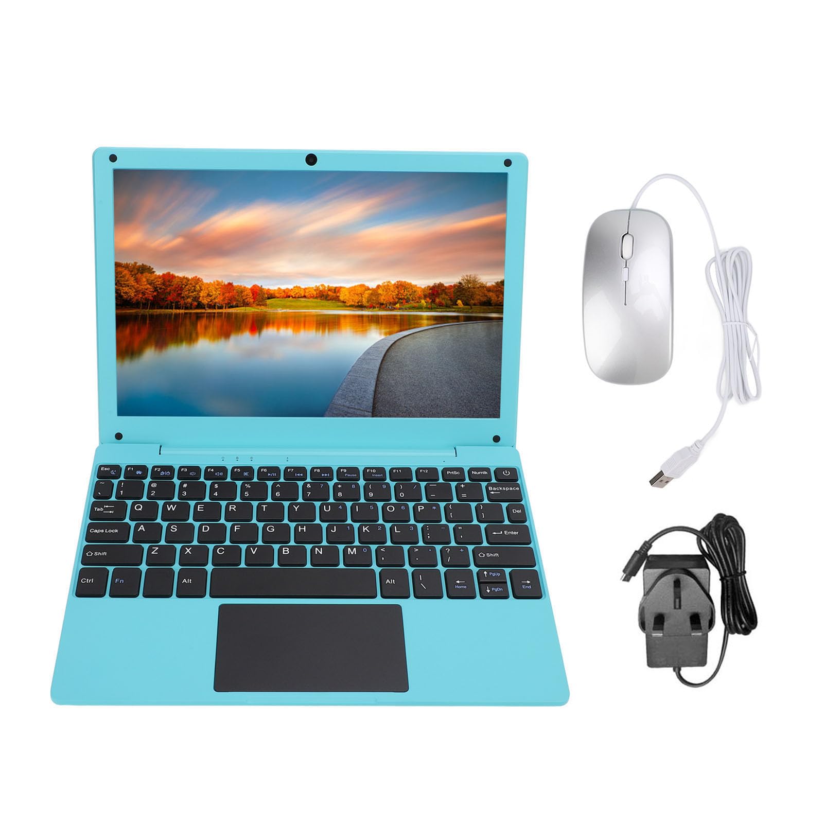 10.1 Inch Quad Core Laptop with Android 12.0, Type-C Charging, Built-in Camera, Wi-Fi & USB Ports, 2GB RAM + 64GB Storage (UK Plug) - Ideal for Remote Work, Online Learning & Entertainment