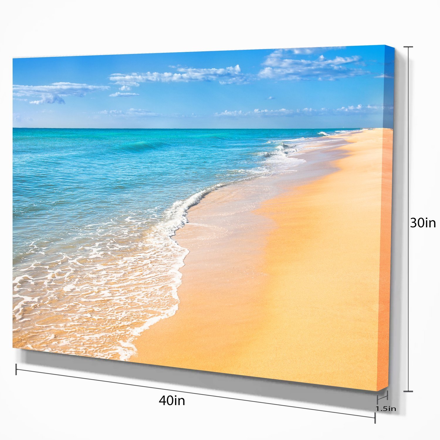 Tropical Blue Sea and Sky Seashore Photo Canvas Art Print - Coastal Wall Decor for Living Room, Bedroom & Office - Beach Themed Home Decoration