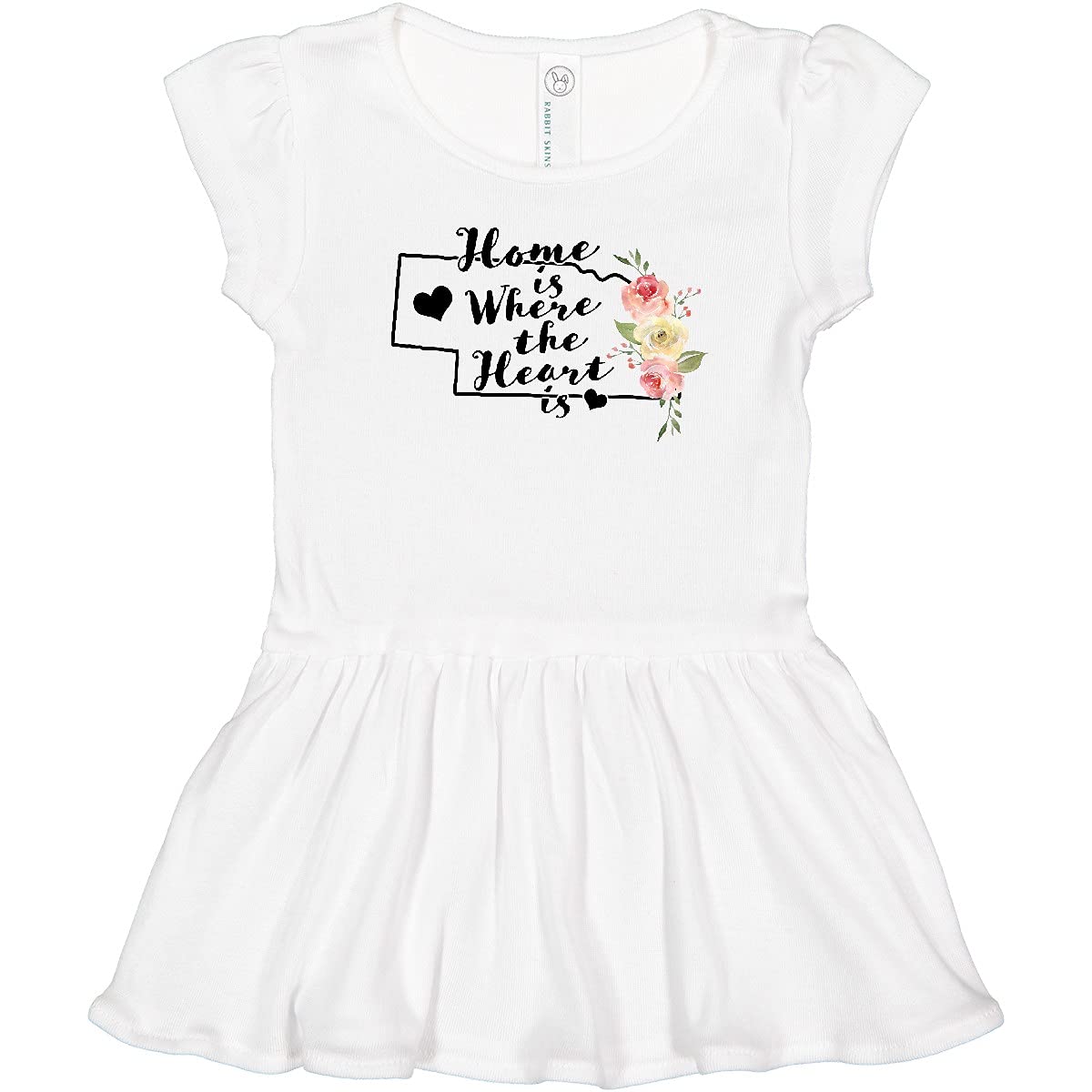 Inktastic Nebraska Home is Where The Heart is Watercolor Toddler Dress - Cute Baby Girl Outfit for Family Photos, Birthday Parties & Casual Wear