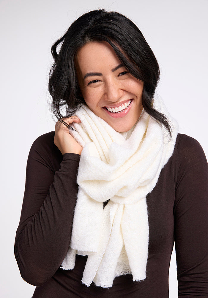 Bradie Scarf - Soft Cream Knit Winter Scarf for Women | Cozy Fashion Accessory for Cold Weather, Office & Outdoor Activities