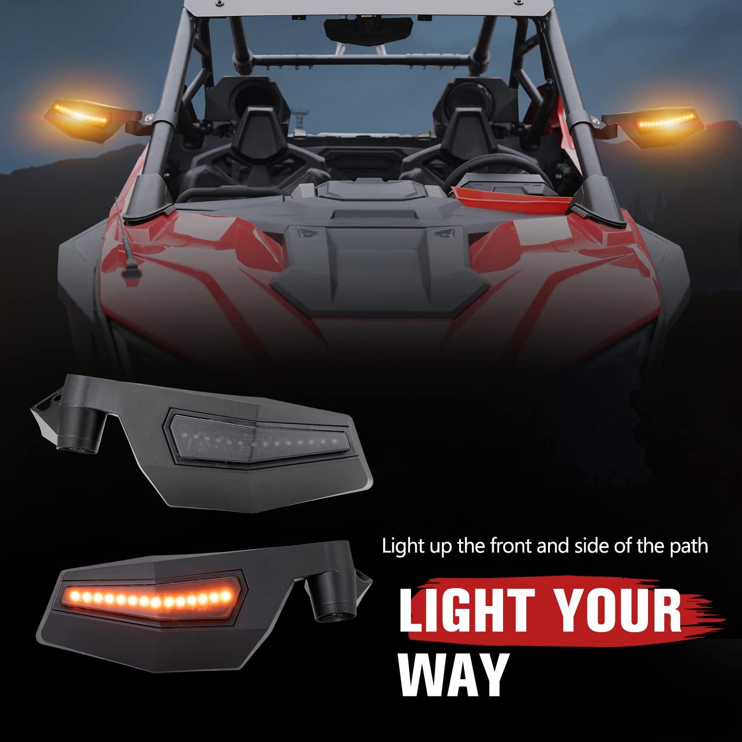2020-2024 Polaris RZR Pro XP/Pro XP4/Turbo R/PRO R LED Side Mirrors with Adjustable Breakaway Design & Turn Signals - Replacement #2883762 - Perfect for Off-Roading & Night Driving