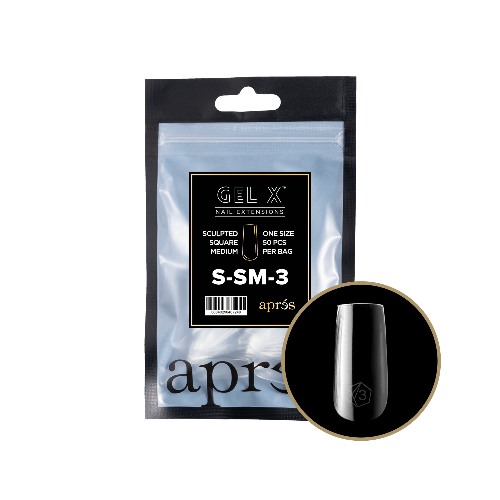 Apres Gel X Refill Tips 2.0 (50pc) - Sculpted Medium Square Nail Extensions for Professional Salon & DIY Manicure at Home