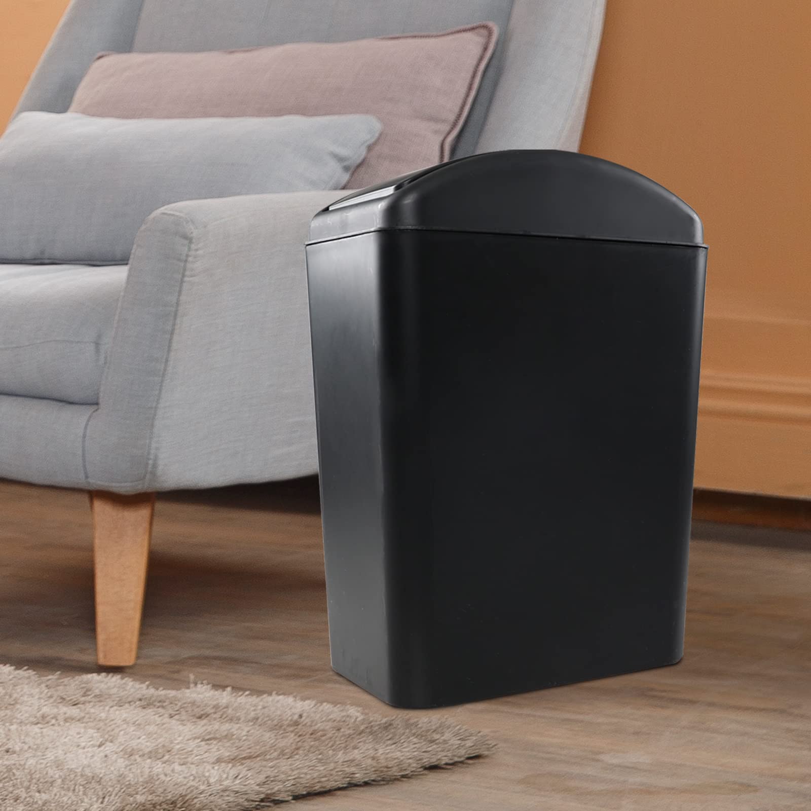 4.5 Gallon Slim Plastic Trash Can with Swing Lid - Space Saving Kitchen & Bathroom Garbage Bin for Small Spaces, Office, Dorm Room & RV