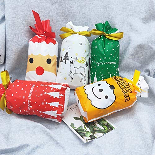 50 Pcs Christmas Gift Bags with Assorted Wrapping Styles - Holiday Treat Bags for Candy, Party Favors & Decorations | Perfect for Christmas Parties, Office Gifts & Holiday Celebrations