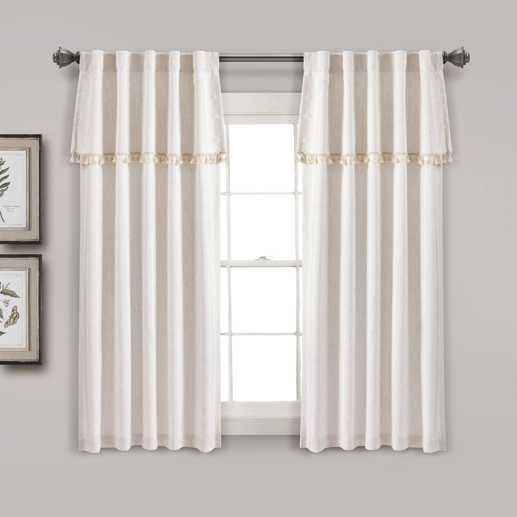 Elegant Ivy Tassel Window Curtain Panel Set - Blackout Drapes for Living Room & Bedroom - Home Decor with Leaf Pattern for French Doors & Windows