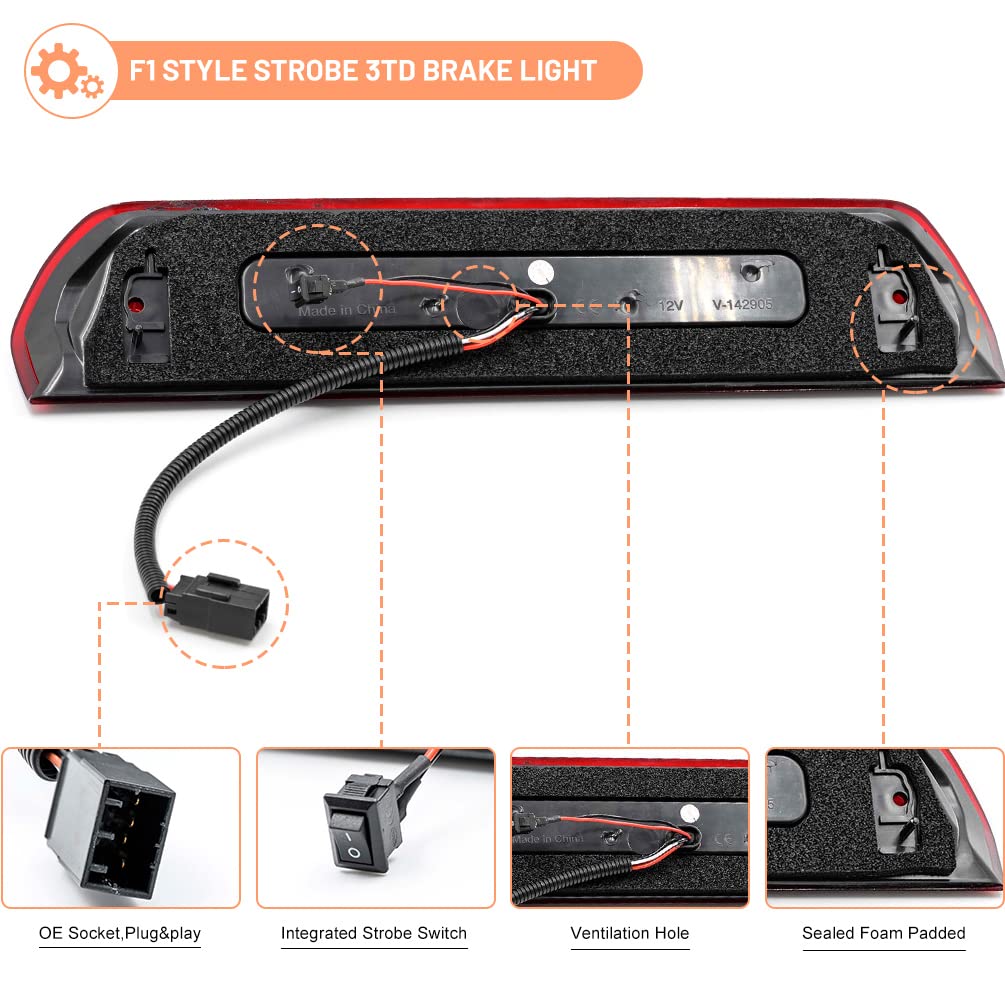 NJSBYL LED 3rd Brake Light for 2002-2009 RAM 1500 2500 3500 - Perfect for Night Driving & Safety