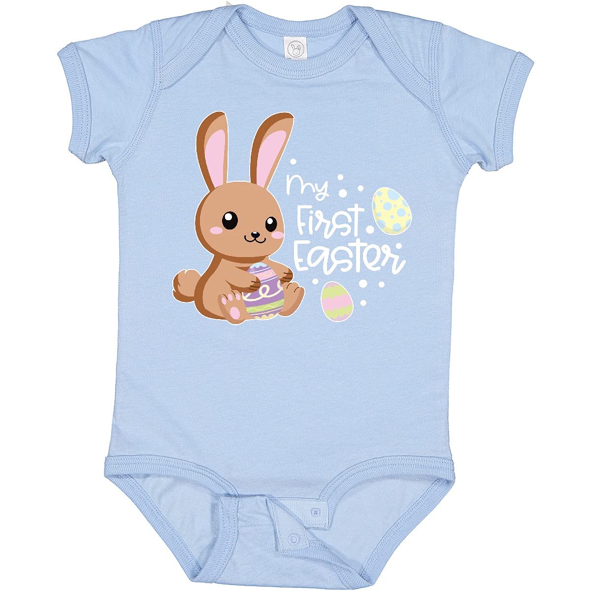 My 1st Easter Baby Bodysuit - Cute Brown Bunny & Easter Eggs Design | Soft Cotton Infant Onesie for Easter Photos, Egg Hunts & Family Celebrations