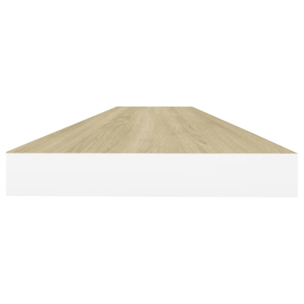 Floating Shelf Wall Mount - 2 Pack Oak & White MDF Shelves (47.2
