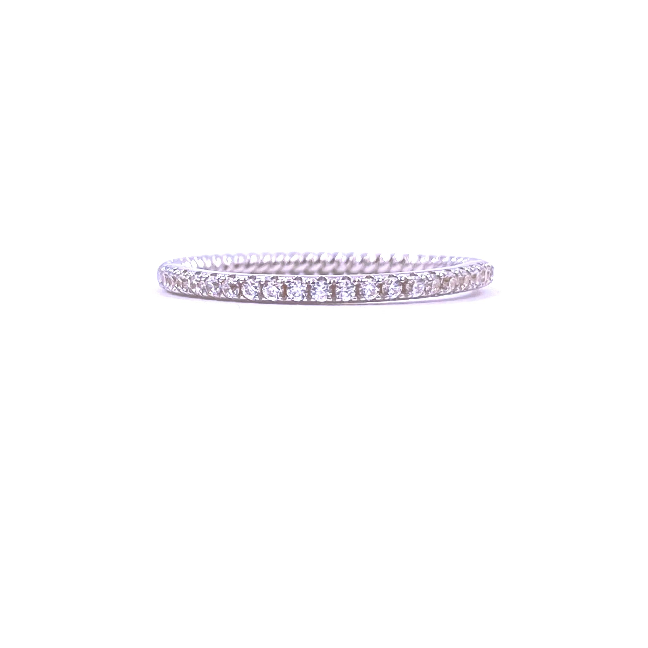 Ashley Gold Sterling Silver Half CZ Prong Set Twist Design Band Ring - Elegant Jewelry for Women, Perfect for Weddings, Parties & Everyday Wear