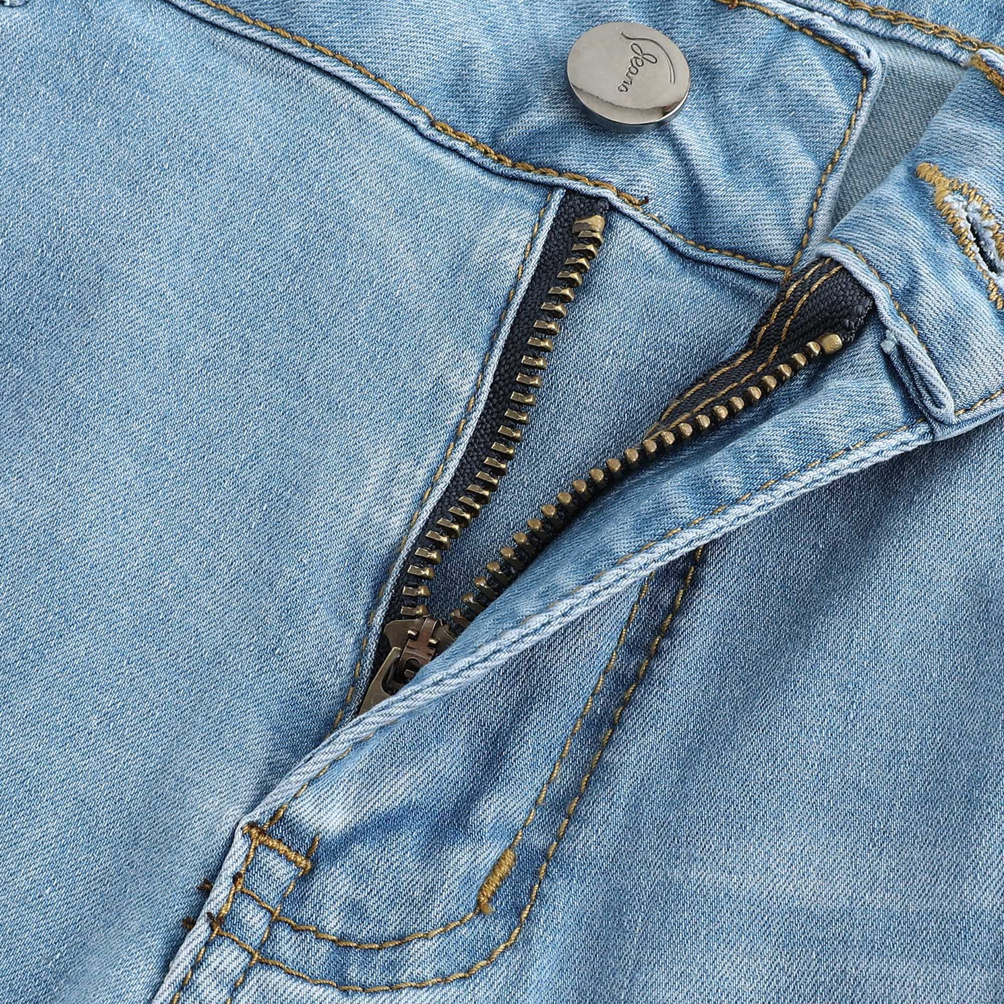 THUNDER STAR Women's Stretch Ripped Cropped Jeans - Mid Rise Distressed Denim Pants for Casual Wear | Perfect for Street Style, Weekend Outfits & Summer Fashion