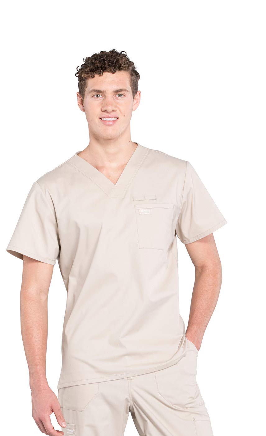 Cherokee Men's Scrubs Top - Professional Workwear Tuckable V-Neck Shirt WW675 - Perfect for Doctors, Nurses & Healthcare Professionals