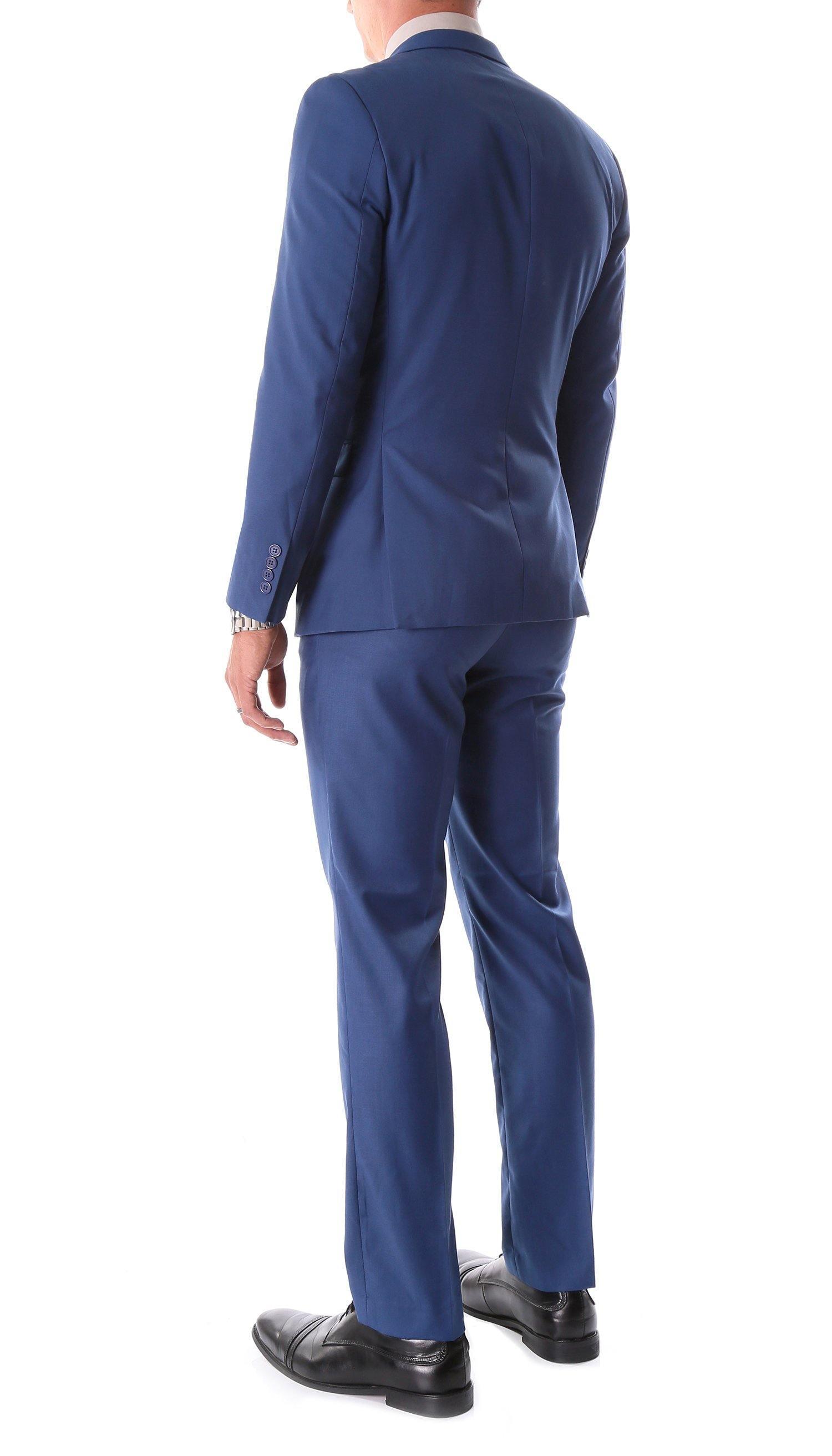 Oslo Collection Slim Fit 2-Piece Suit in Indigo Blue | Premium Men's Business Formal Wear for Office, Weddings & Special Occasions