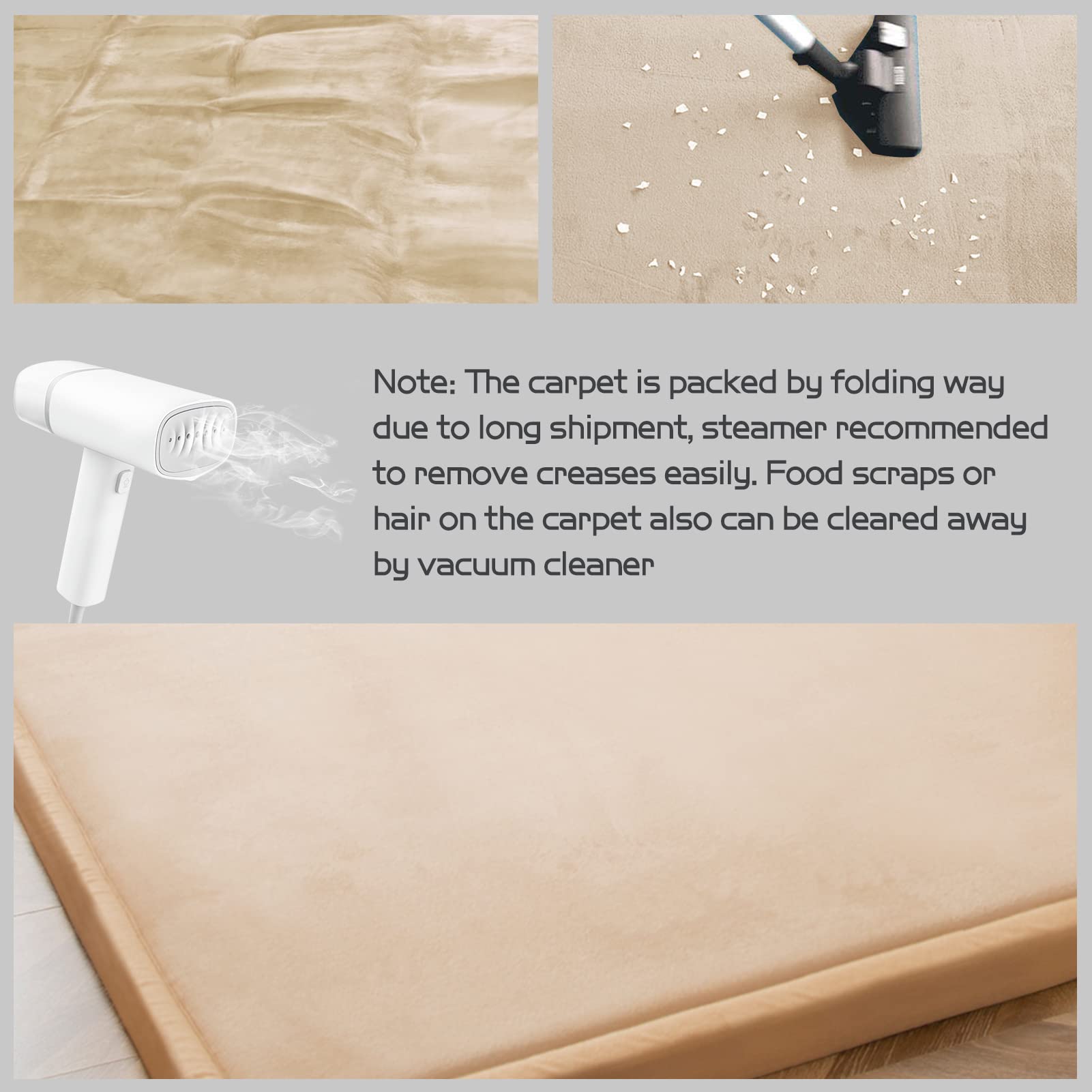 MAXYOYO Baby Play Mat - Soft Coral Velvet Thick Japanese Tatami Rug with Non-Slip Backing, Beige | Perfect for Nursery, Playroom & Kids' Floor Activities