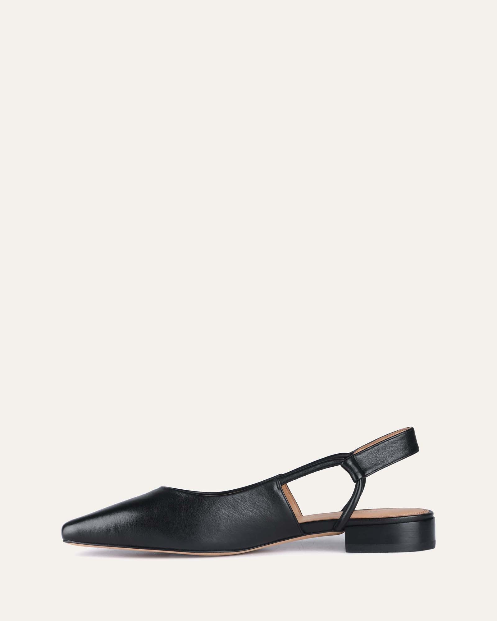 Larissa Black Leather Flats - Comfortable Women's Dress Shoes for Office, Wedding & Formal Occasions