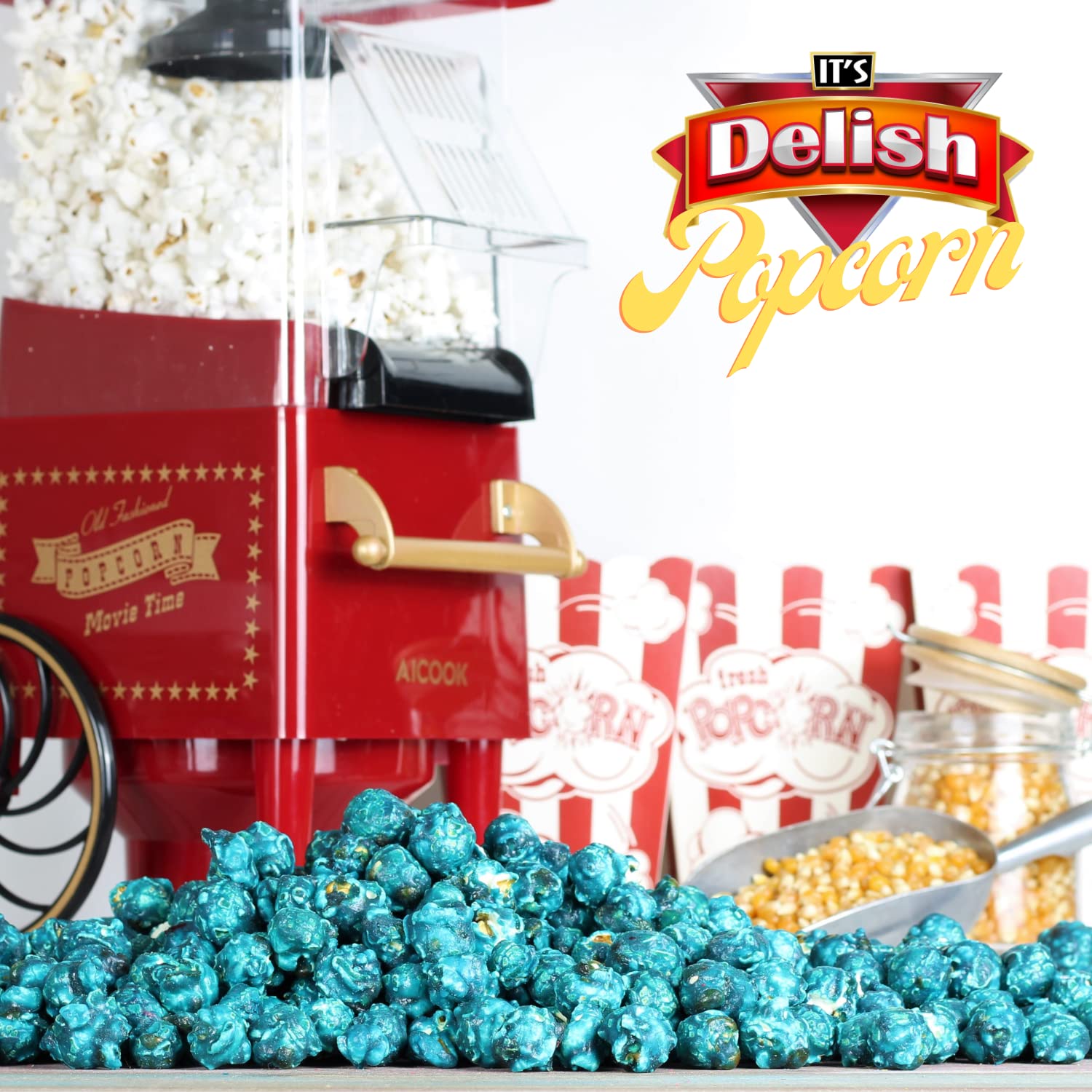 Gourmet Blue Raspberry Flavored Popcorn - 5 lbs Bulk Bag | Air Popped, Gluten Free, Vegan & Kosher Snack | Perfect for Birthday Parties, Movie Nights & Events | Fruity Blue Candy Confetti Style Popcorn by It's Delish