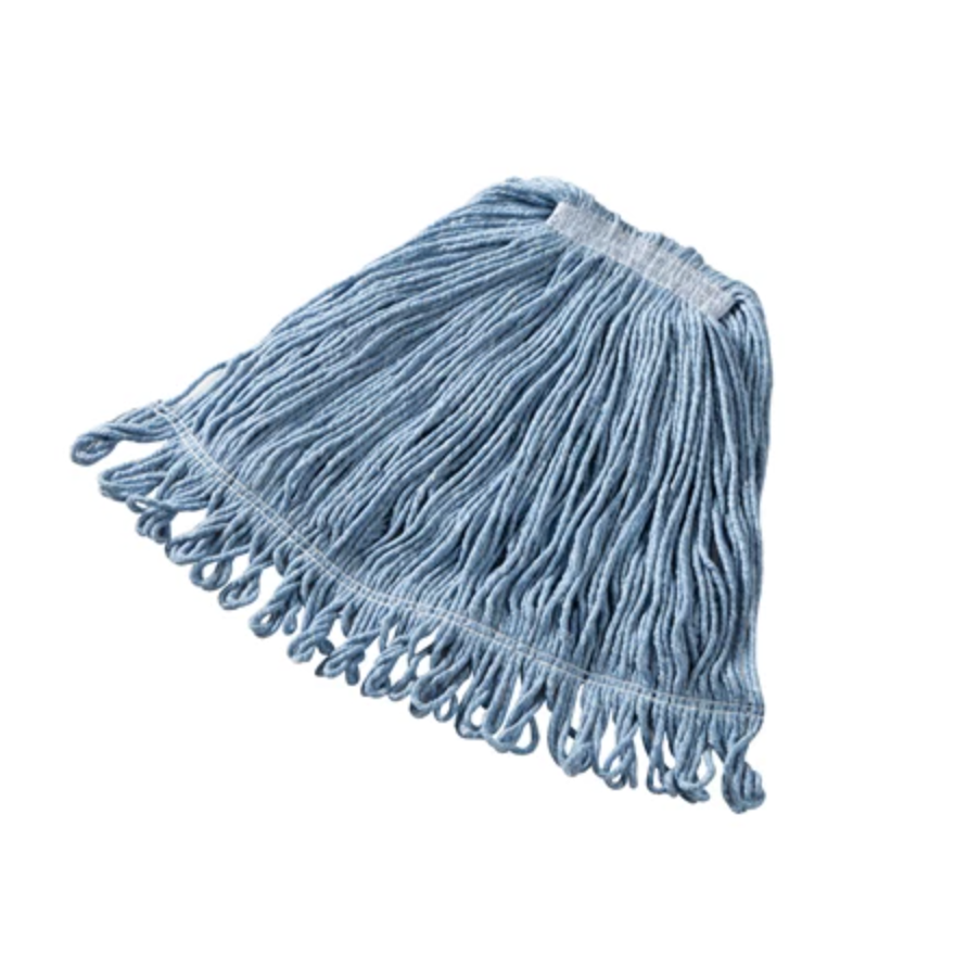 Rubbermaid Super Stitch 20 Oz Mop Head with Headband - Heavy Duty Cotton Yarn Cleaning Mop Replacement for Floors - Blue - Ideal for Kitchen, Bathroom & Hardwood Floor Cleaning