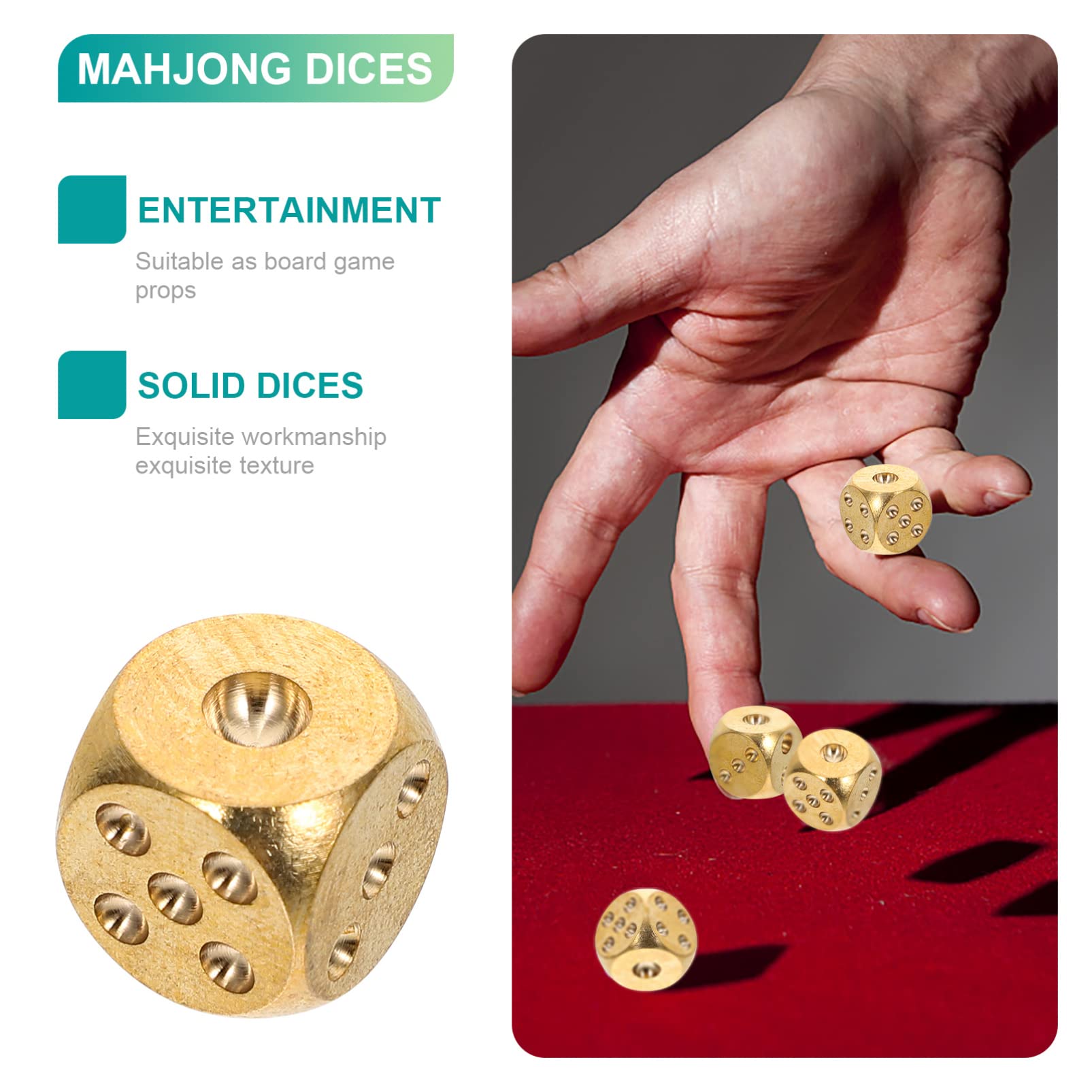 FOMIYES Golden Copper Dot Dice Set - 6-Piece Mini Game Dice for Outdoor, Bar, KTV, Club, Family & Friends Party Entertainment - Perfect for Bachelor Parties, Drinking Games, and Board Game Nights