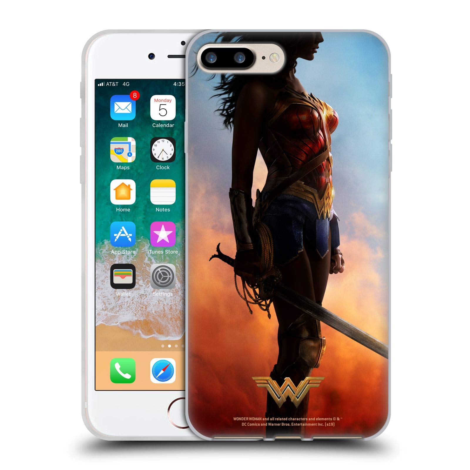 Officially Licensed Wonder Woman Movie Godkiller Sword iPhone Case - Soft Gel Cover for iPhone 7 Plus/8 Plus - Perfect for Superhero Fans & Movie Lovers - Great for Daily Use, Cosplay & Collectors