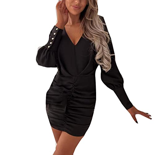 Elegant Women's Long Sleeve Wrap V-Neck Cocktail Dress - Sexy Formal Evening Gown for Wedding Guest, Party & Special Occasions